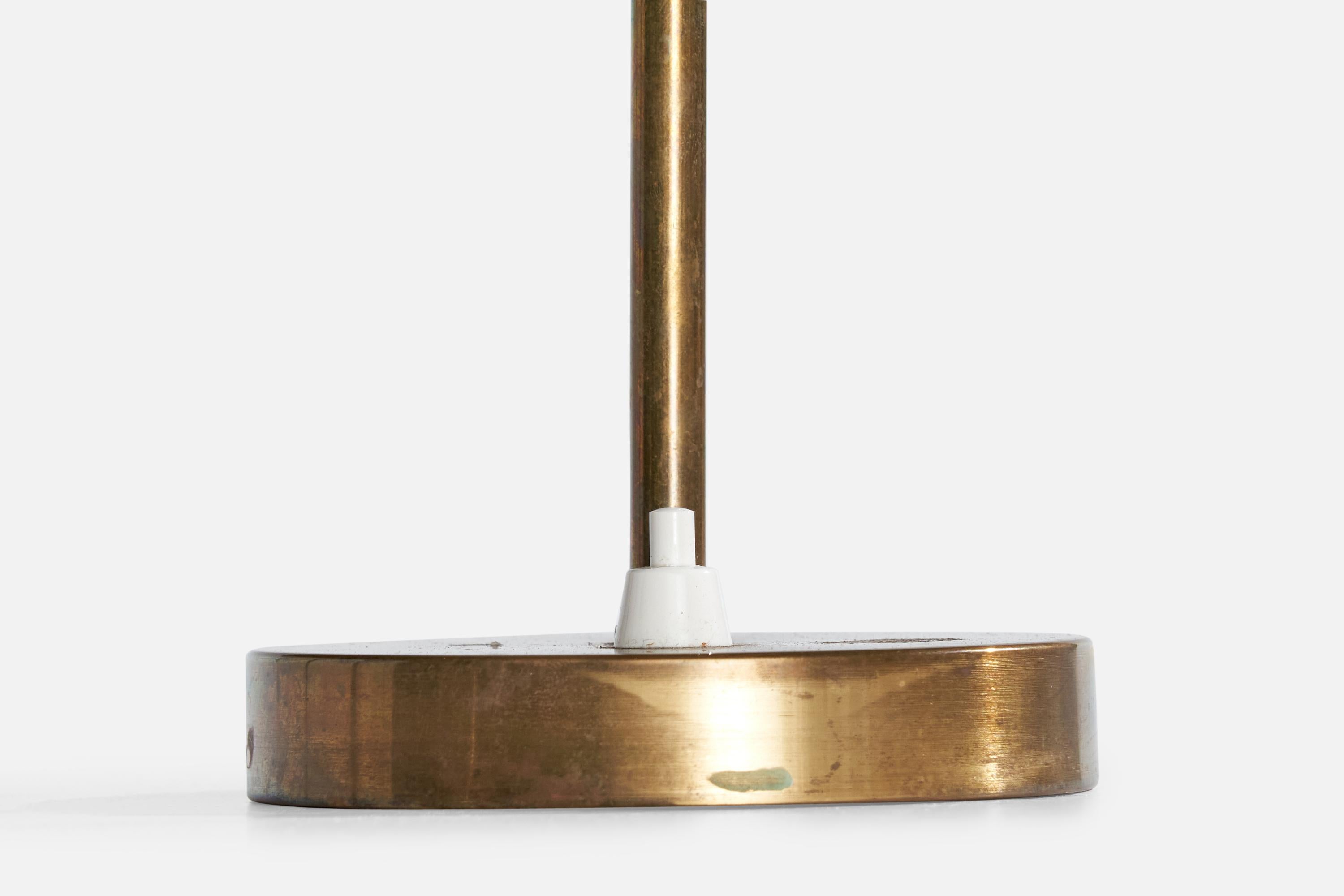 Swedish Designer, Table Lamp, Brass, Fabric, Sweden, 1940s For Sale 2