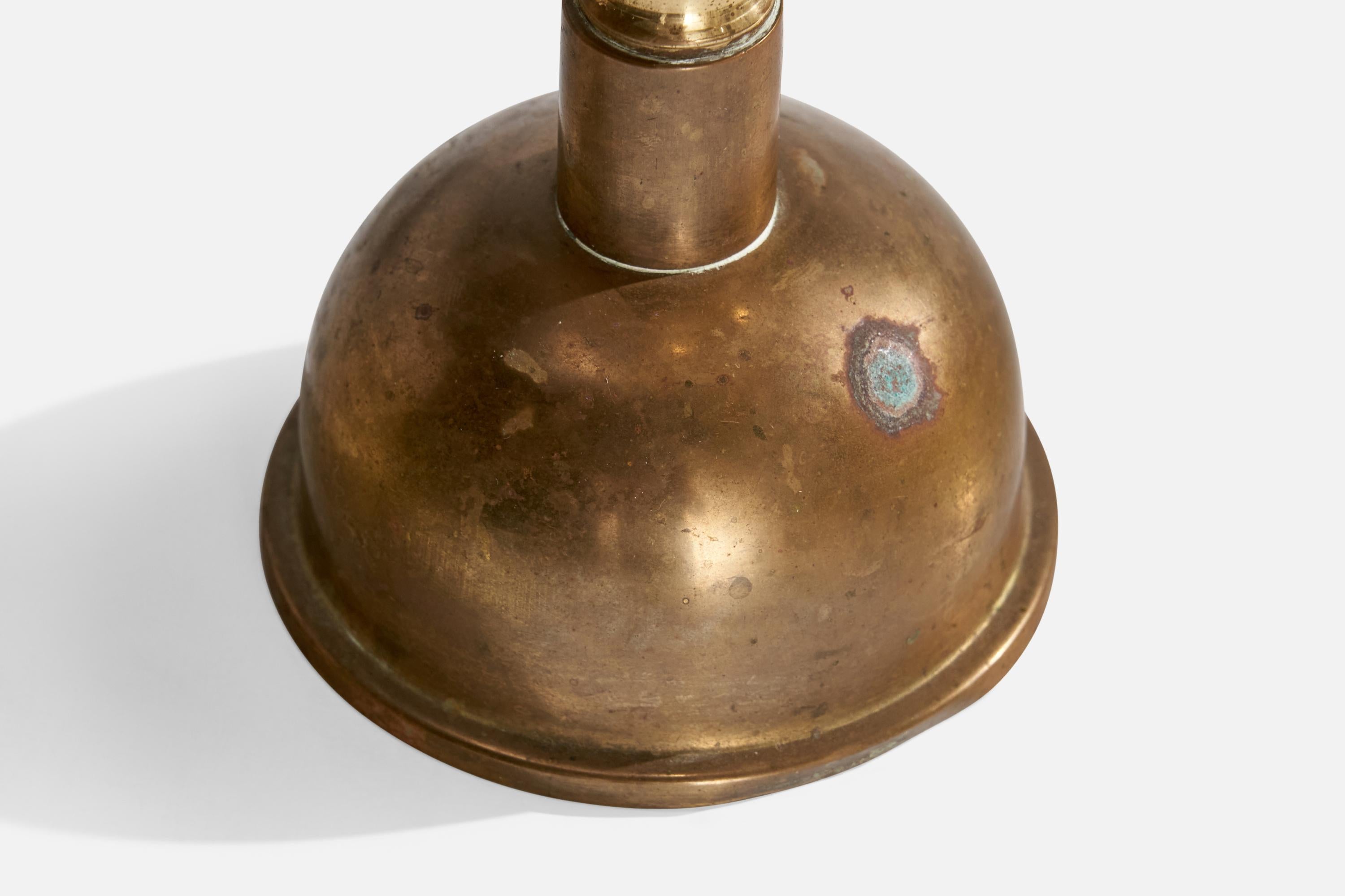 Swedish Designer, Table Lamp, Brass, Fabric, Sweden, 1940s For Sale 4