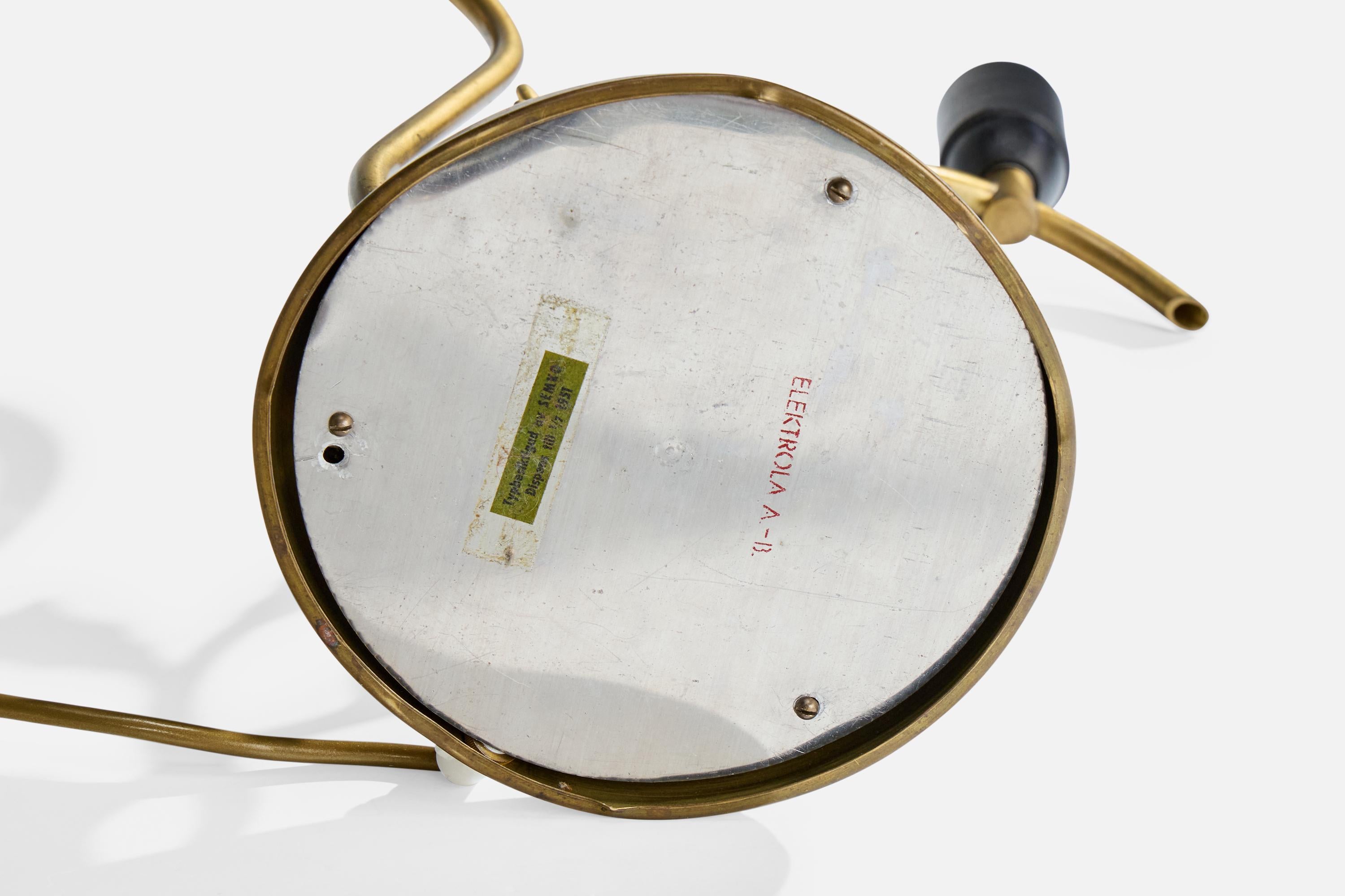 Swedish Designer, Table Lamp, Brass, Fabric, Sweden, 1940s For Sale 4