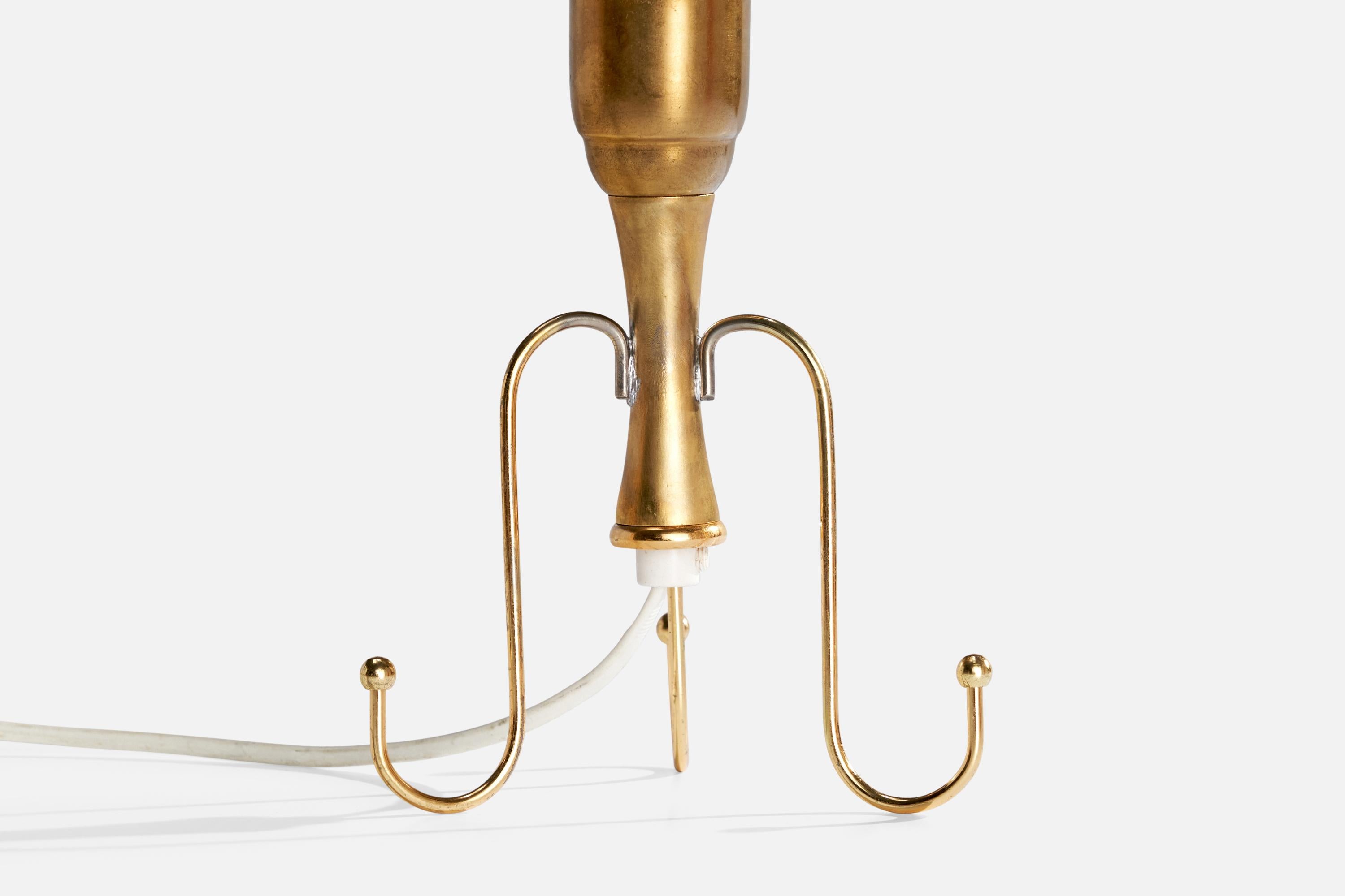 Swedish Designer, Table Lamp, Brass, Fabric, Sweden, 1950s For Sale 2