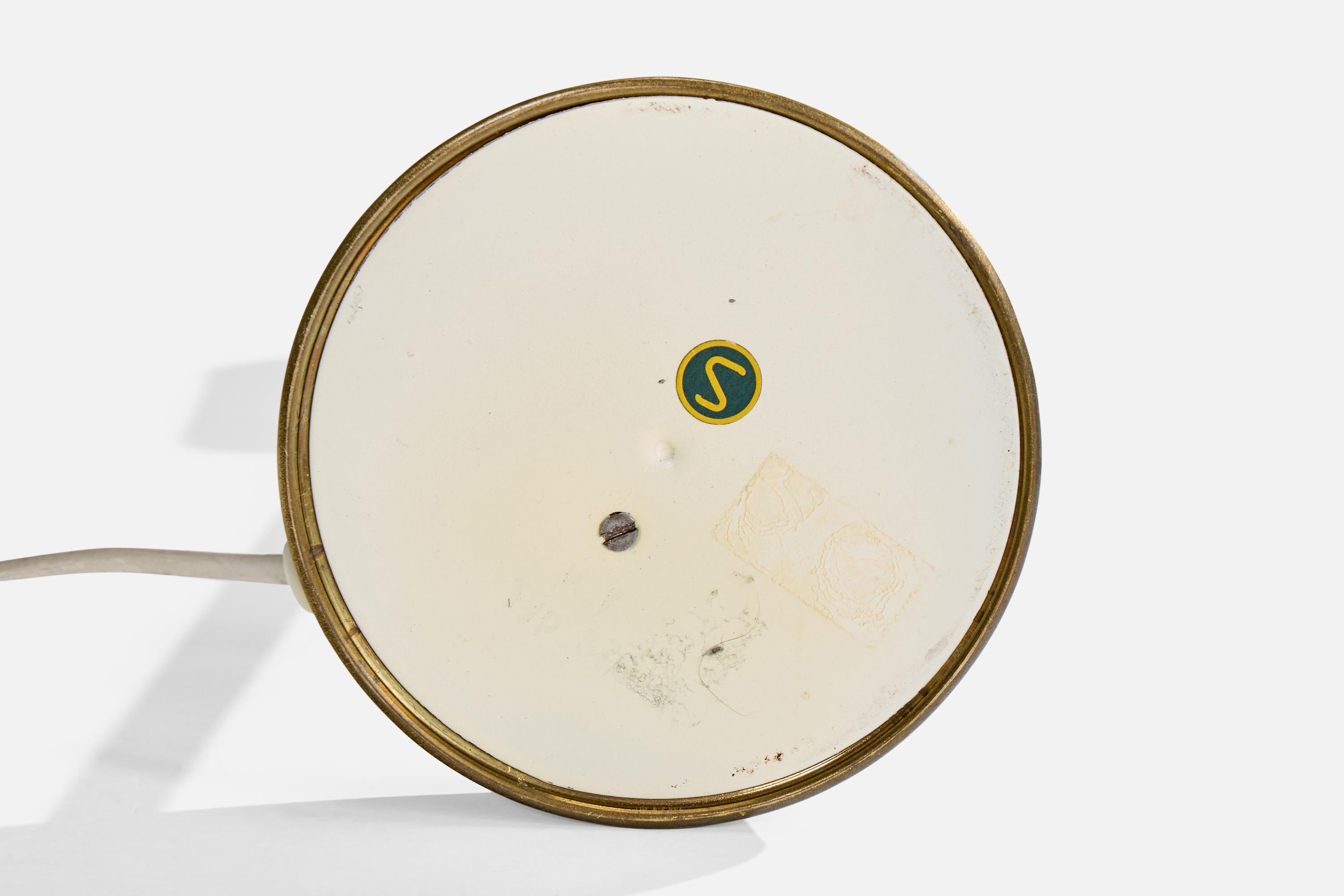 Swedish Designer, Table Lamp, Brass, Fabric, Sweden, 1950s For Sale 2