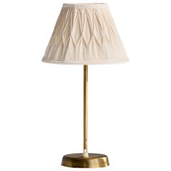 Swedish Designer, Table Lamp, Brass, Fabric, Sweden, 1950s