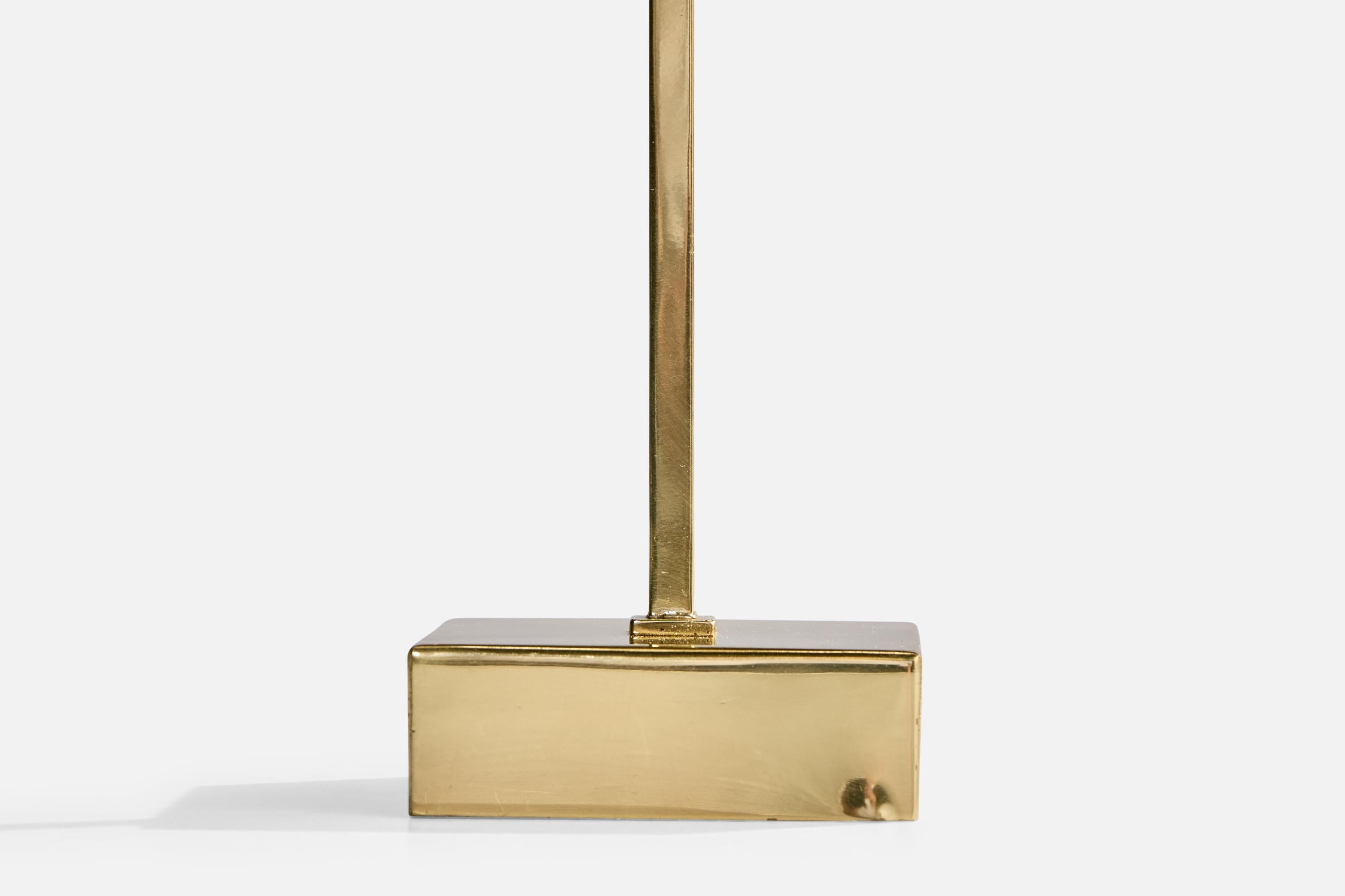 Swedish Designer, Table Lamp, Brass, Fabric, Sweden, 1970s For Sale 6