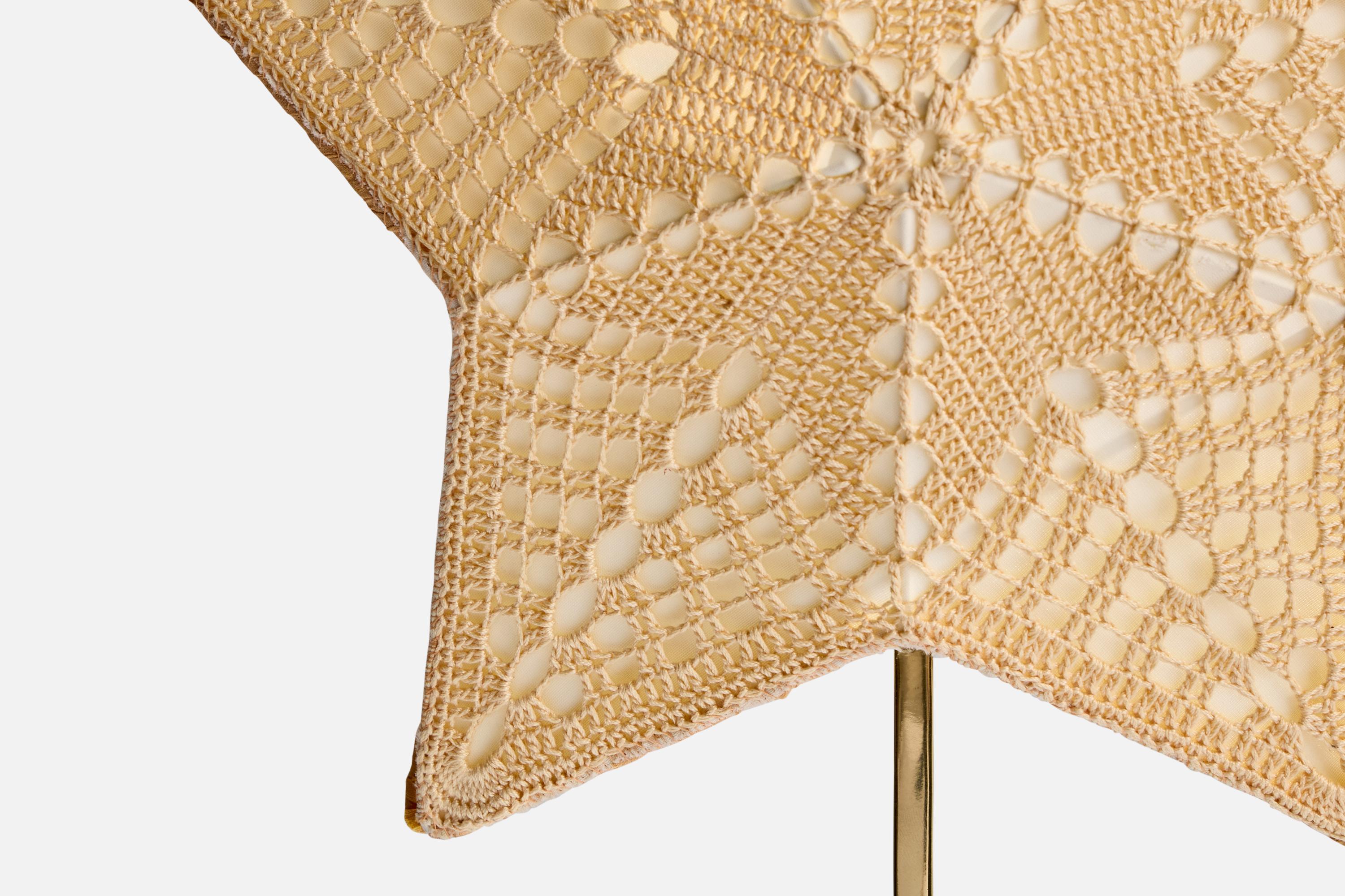 Swedish Designer, Table Lamp, Brass, Fabric, Sweden, 1970s For Sale 4