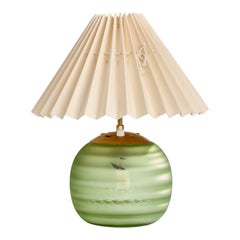 Swedish Designer, Table Lamp, Brass, Glass, Fabric, Sweden, 1930s