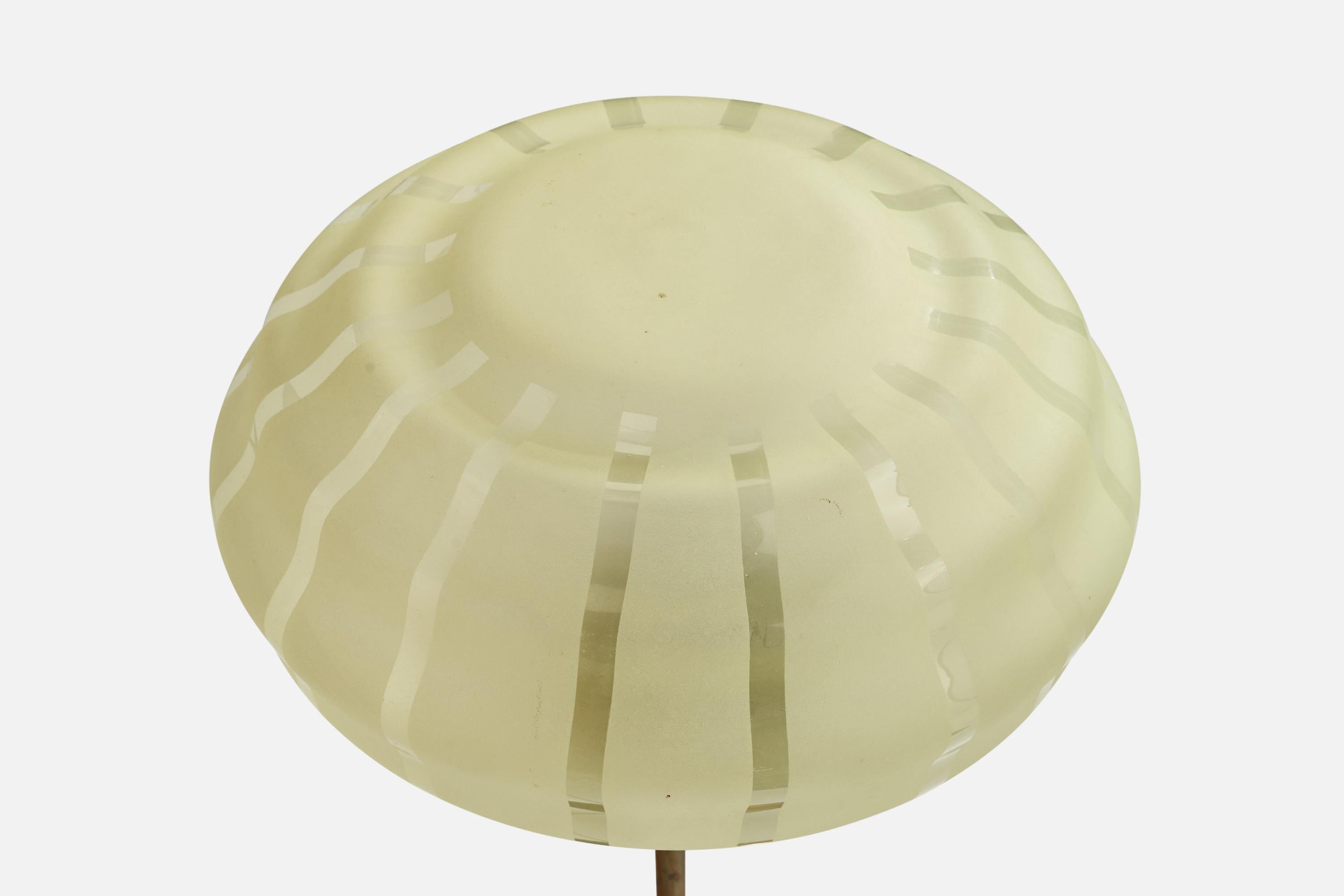 Mid-20th Century Swedish Designer, Table Lamp, Brass, Glass, Sweden, 1960s For Sale