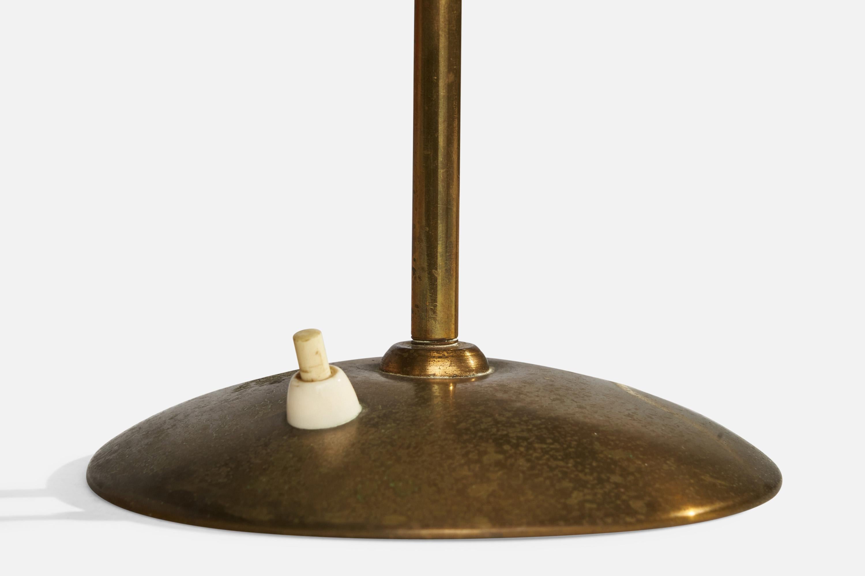 Swedish Designer, Table Lamp, Brass, Glass, Sweden, 1960s For Sale 2