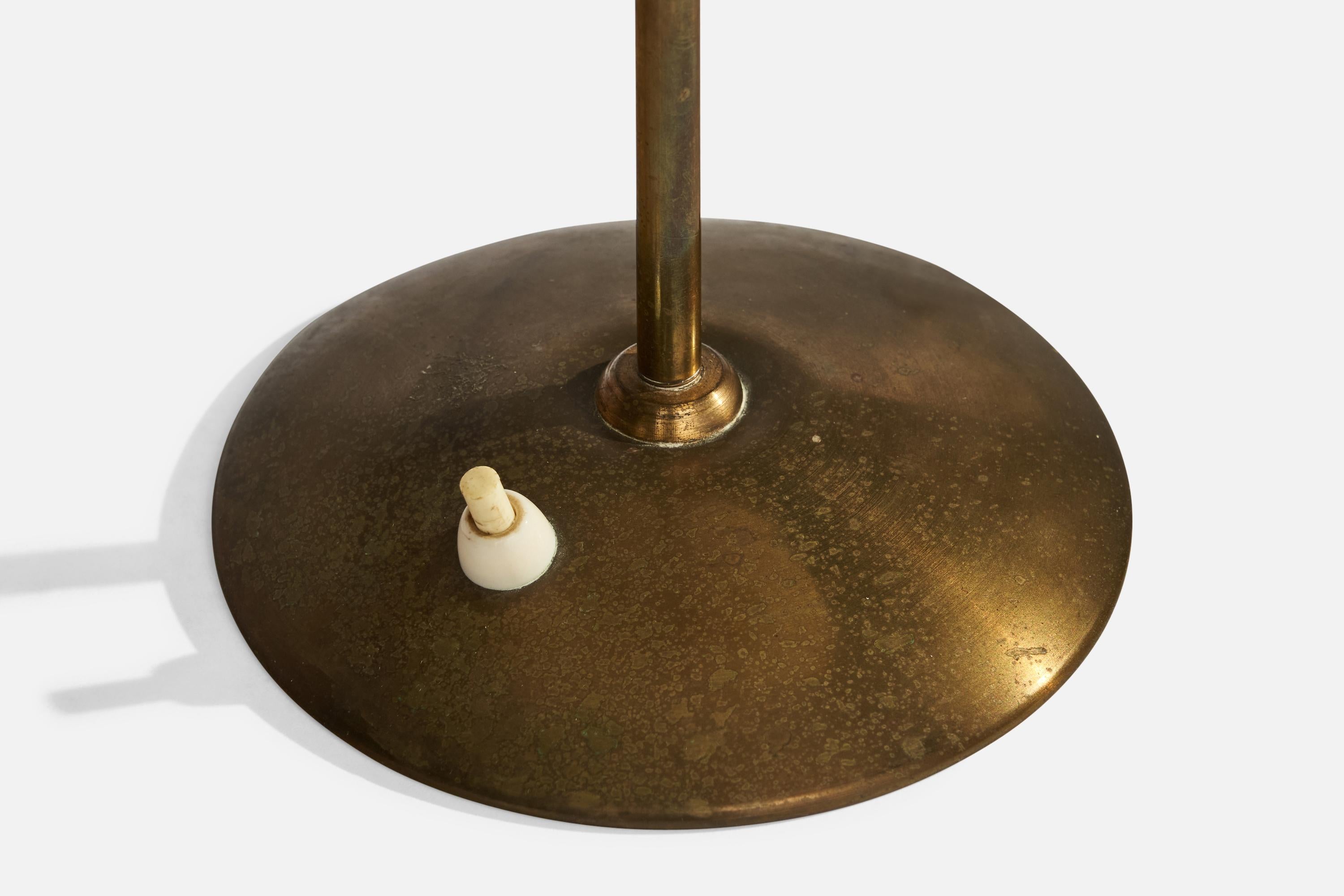 Swedish Designer, Table Lamp, Brass, Glass, Sweden, 1960s For Sale 3