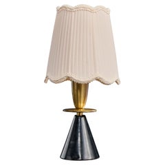 Swedish Designer, Table Lamp, Brass, Metal, Fabric, Sweden, 1940s