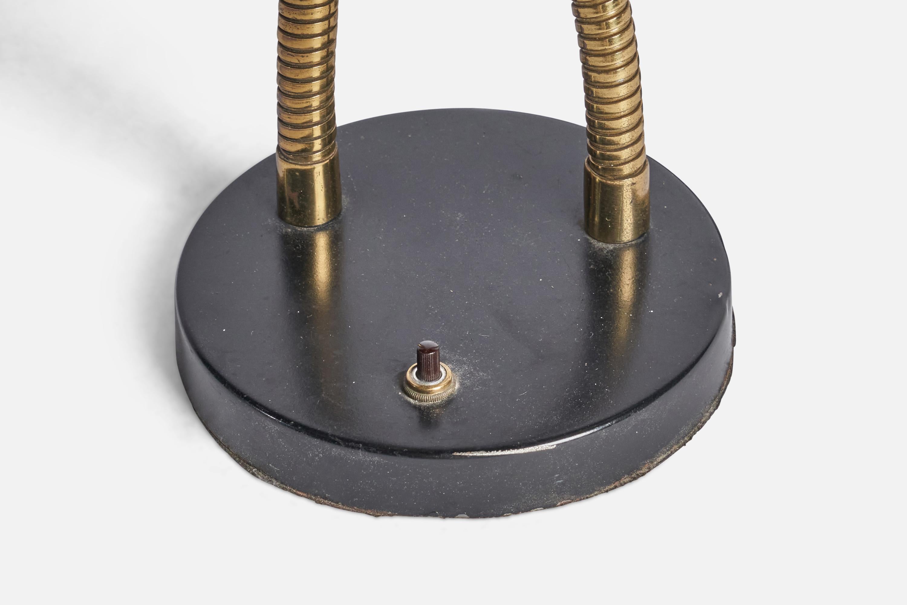 Mid-20th Century Swedish Designer, Table Lamp, Brass, Metal, Sweden, 1940s For Sale