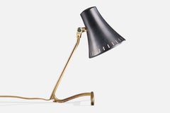 Designer suédois, lampe de bureau, laiton, métal, Suède, années 1950