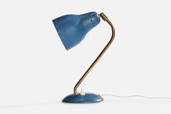 Swedish Designer, Table Lamp, Brass, Metal, Sweden, 1950s