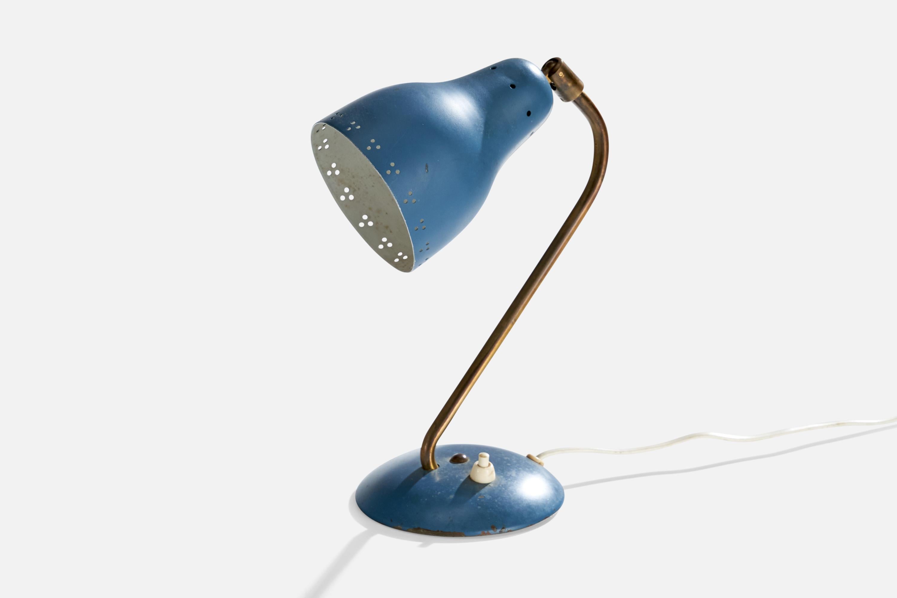 Swedish Designer, Table Lamp, Brass, Metal, Sweden, 1950s In Good Condition For Sale In High Point, NC