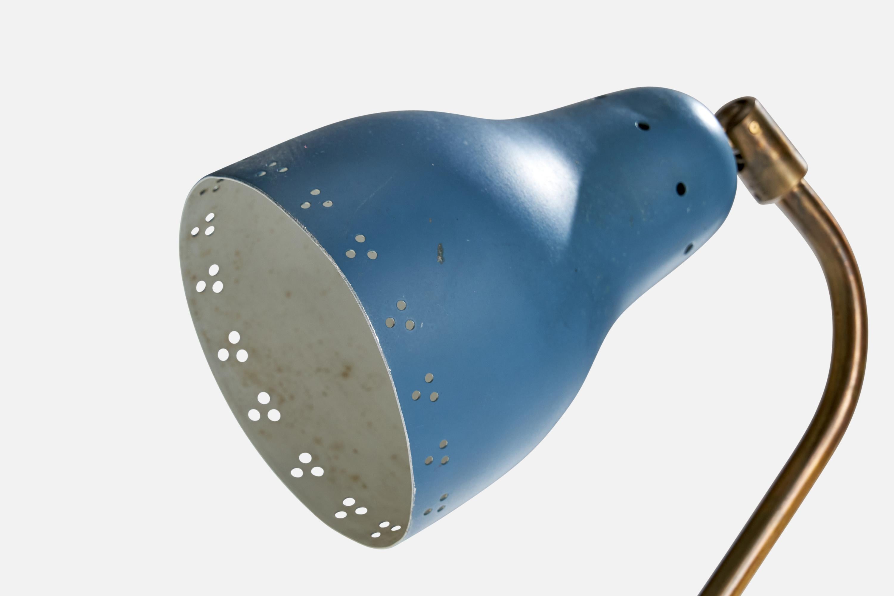 Swedish Designer, Table Lamp, Brass, Metal, Sweden, 1950s For Sale 1