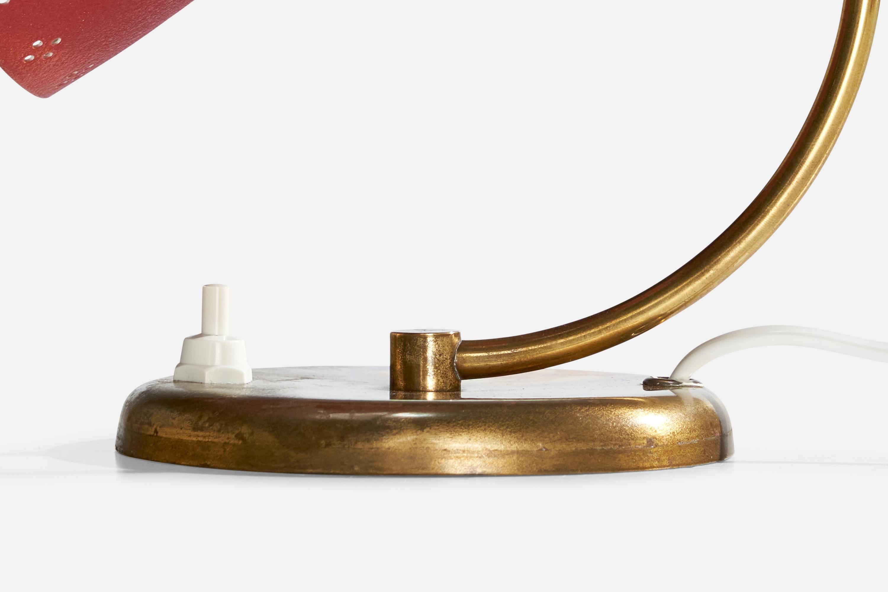 Métal Designer suédois, lampe de bureau, laiton, métal, Suède, années 1950 en vente