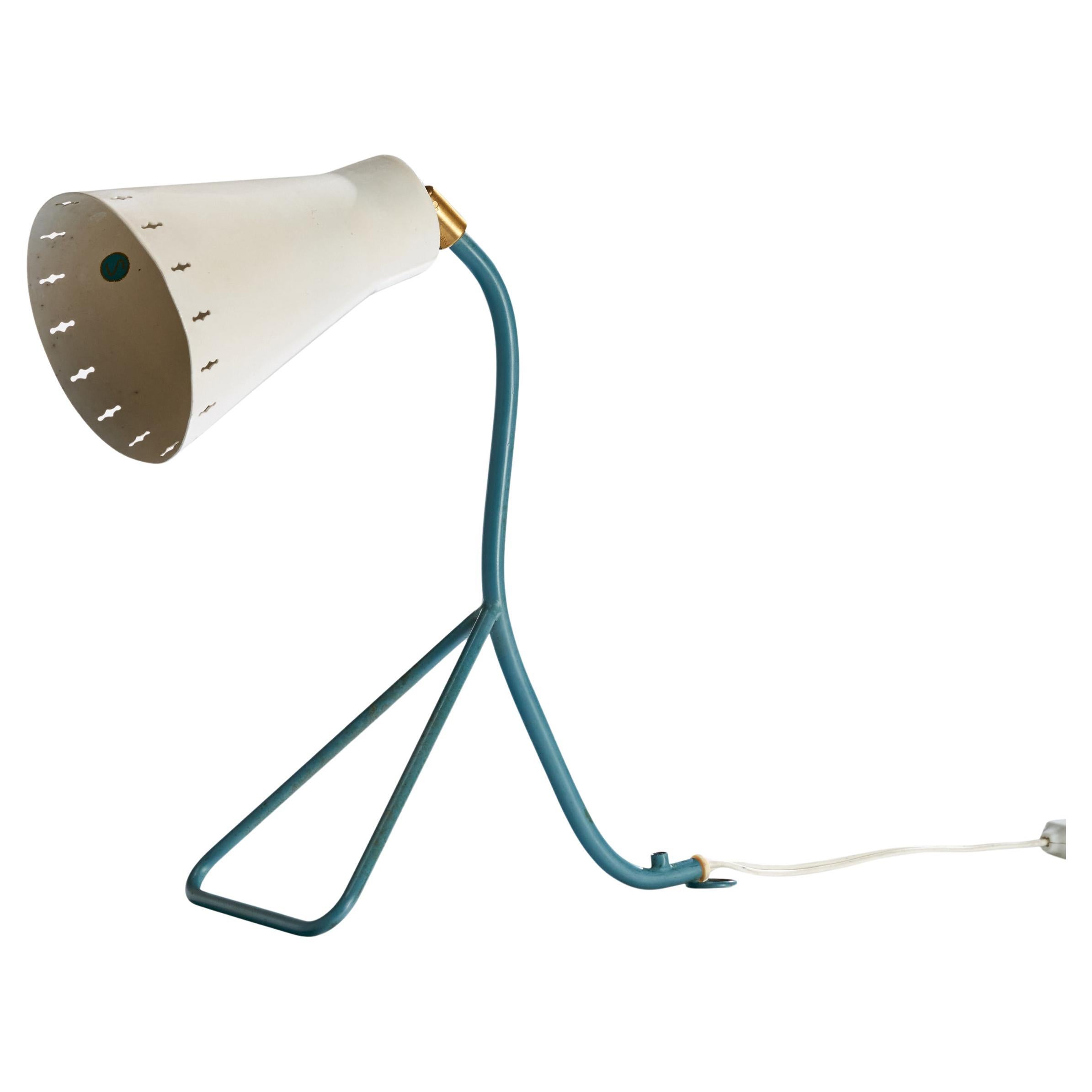 Lampada da tavolo di design svedese, ottone, metallo, Svezia, anni '1950