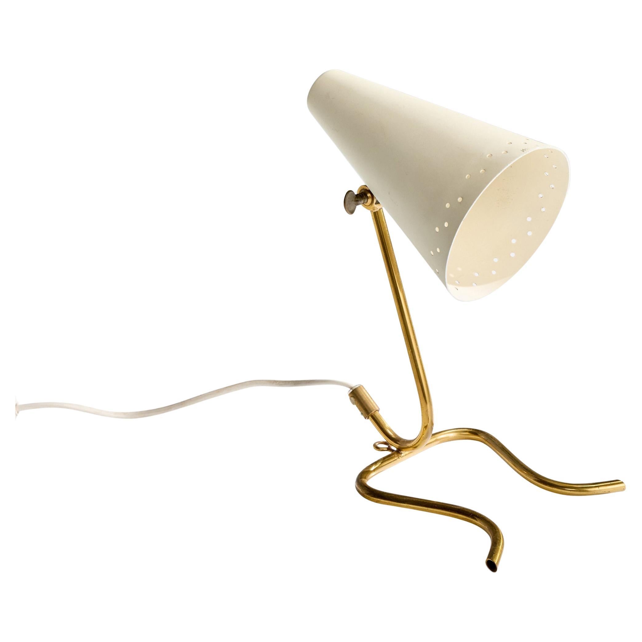 Swedish Designer, Table Lamp, Brass, Metal, Sweden, 1950s For Sale