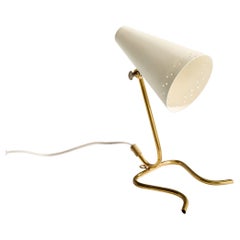 Swedish Designer, Table Lamp, Brass, Metal, Sweden, 1950s