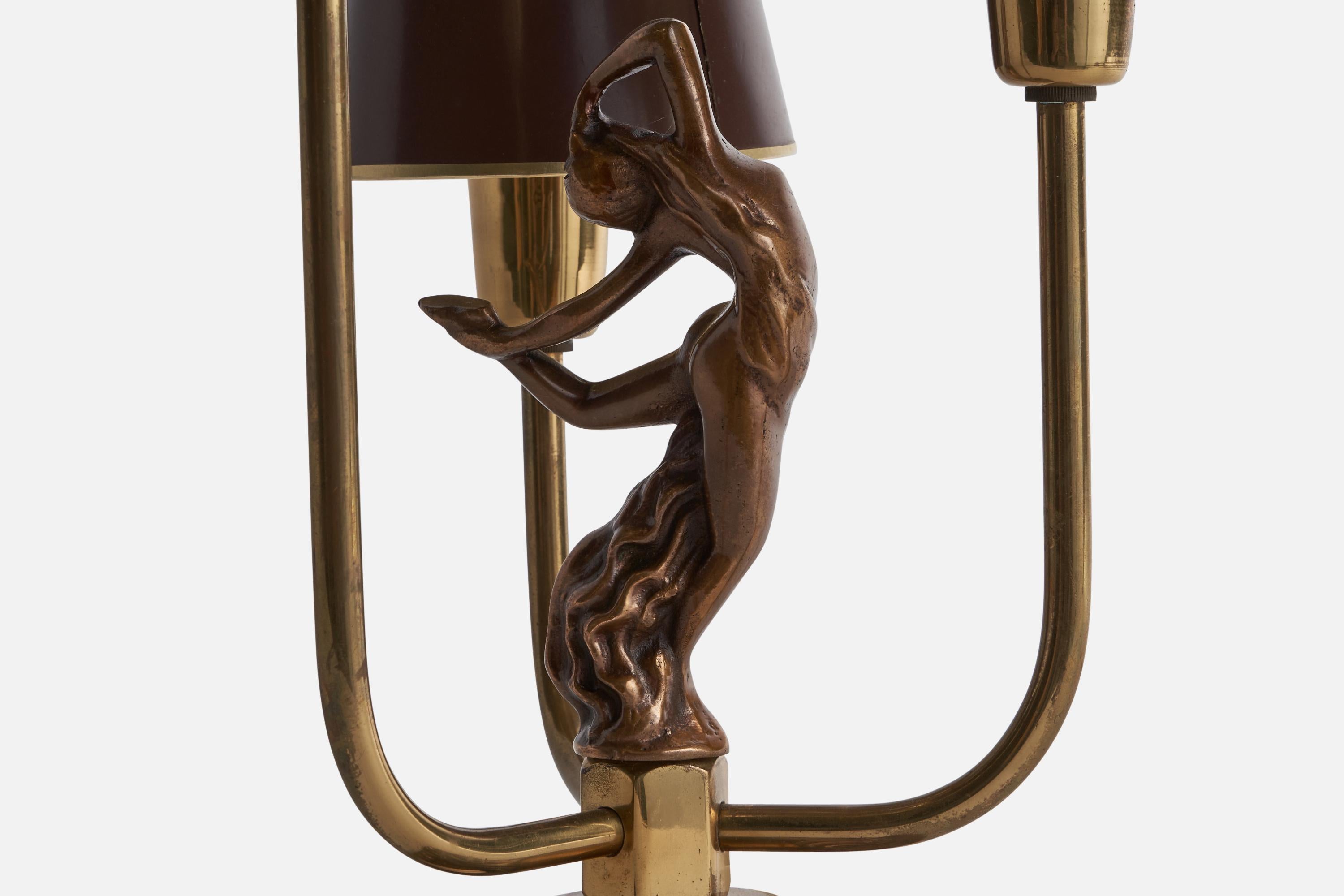 Swedish Designer, Table Lamp, Brass, Paper, Sweden, 1930s For Sale 1