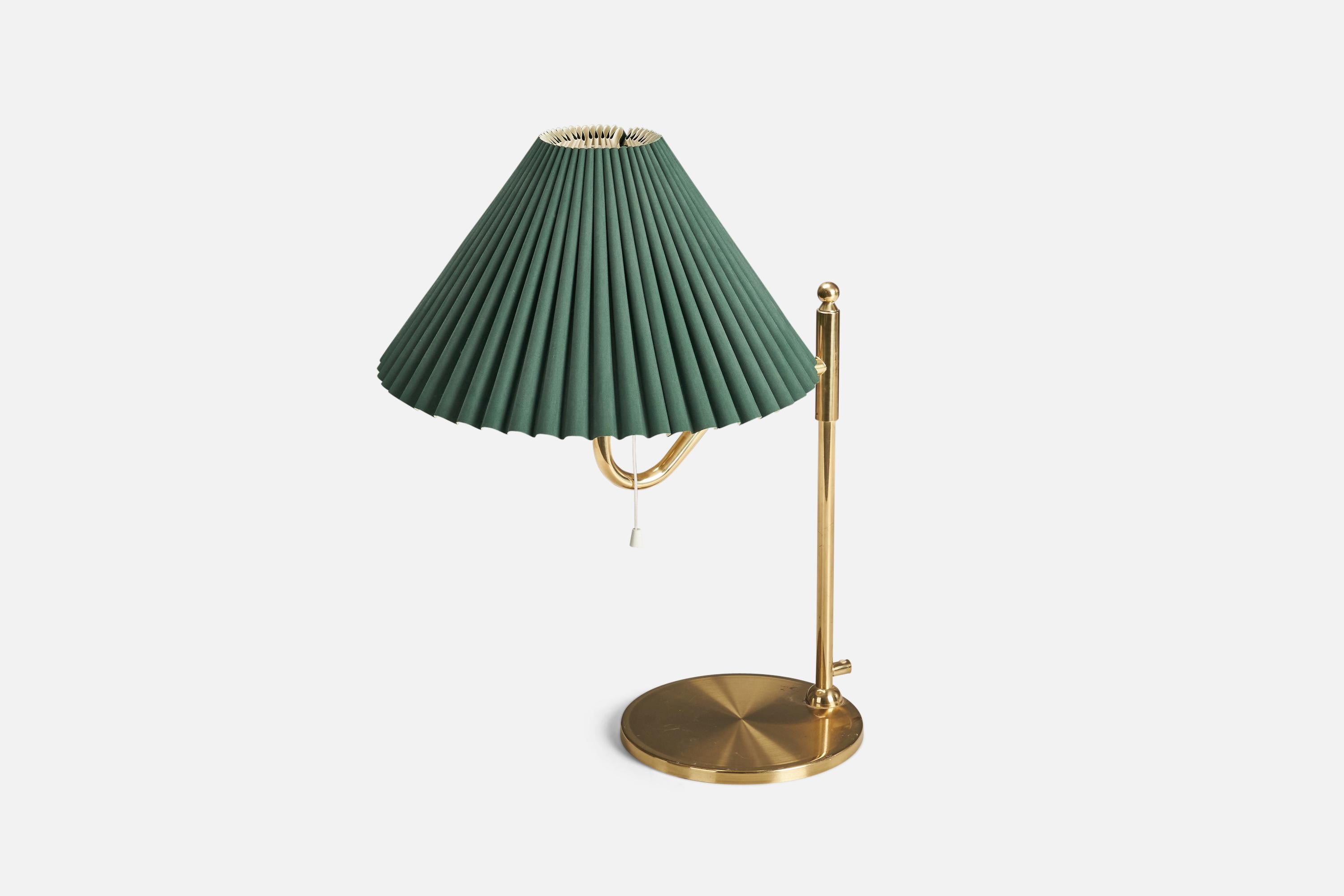 Mid-Century Modern Swedish Designer, Table Lamp, Brass, Paper, Sweden, 1970s For Sale
