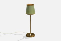 Swedish Designer, Table Lamp, Brass, Parchment, Sweden, 1940s