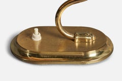 Swedish Designer, Table Lamp, Brass, Rattan, Sweden, 1940s