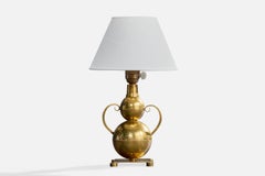 Swedish Designer, Table Lamp, Brass, Sweden, 1930s