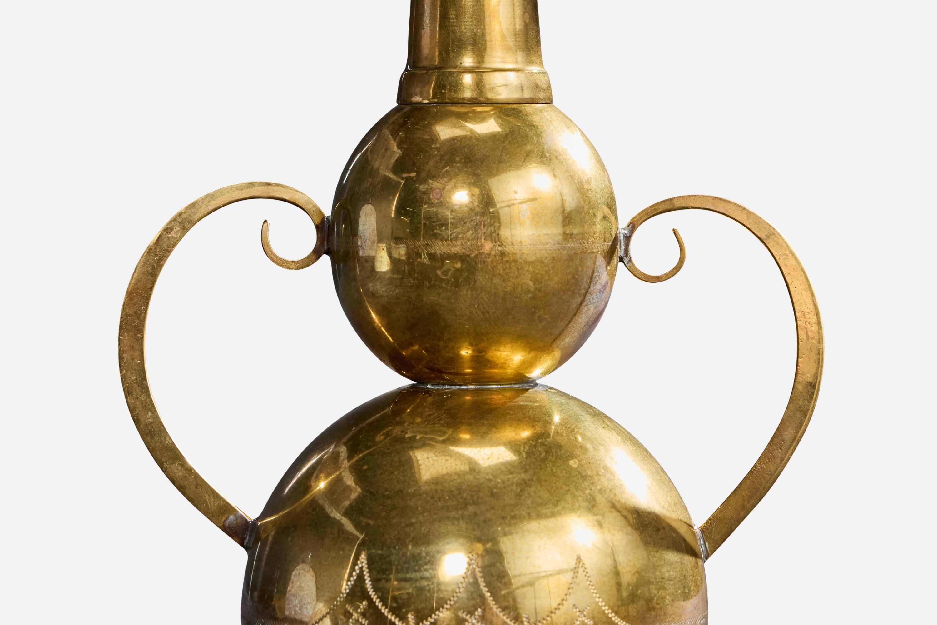 Mid-20th Century Swedish Designer, Table Lamp, Brass, Sweden, 1930s For Sale
