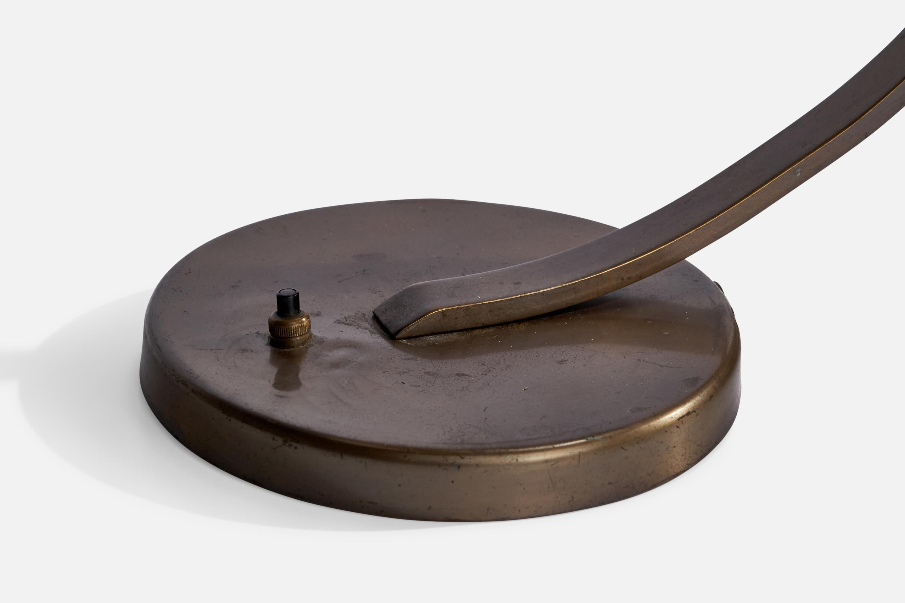 Rattan Swedish Designer, Table Lamp, Brass, Sweden, 1930s For Sale