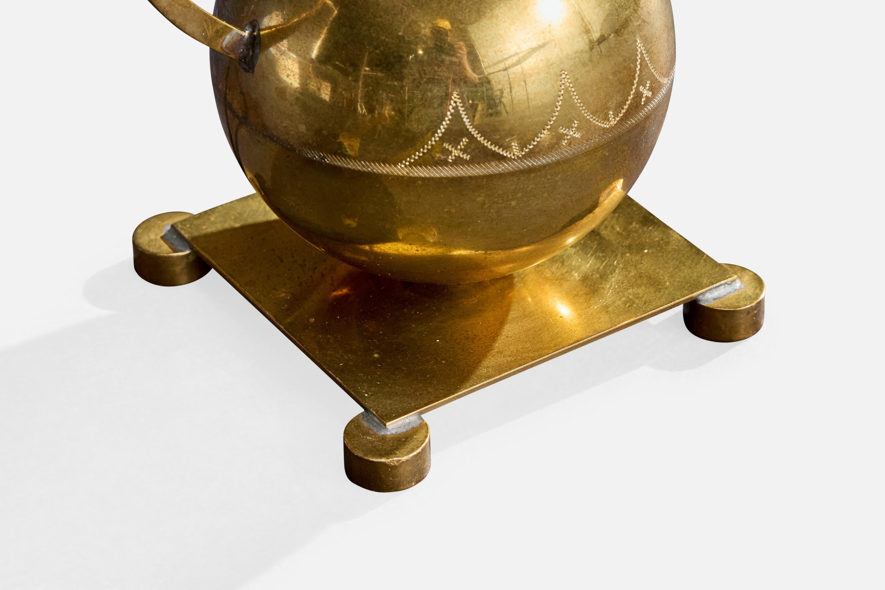 Swedish Designer, Table Lamp, Brass, Sweden, 1930s For Sale 2