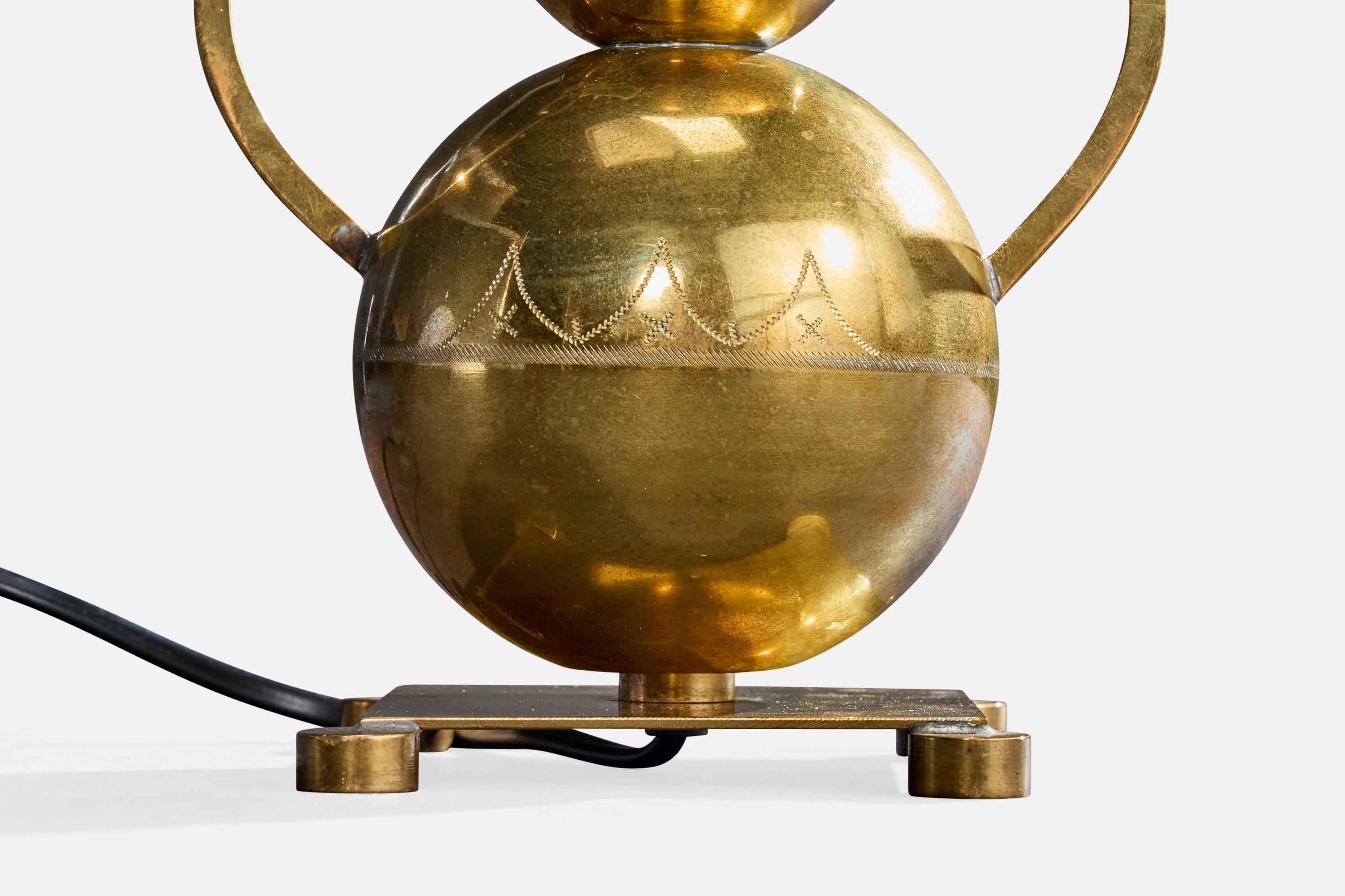 Swedish Designer, Table Lamp, Brass, Sweden, 1930s For Sale 3