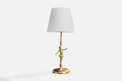 Swedish Designer, Table Lamp, Brass, Sweden, 1940s