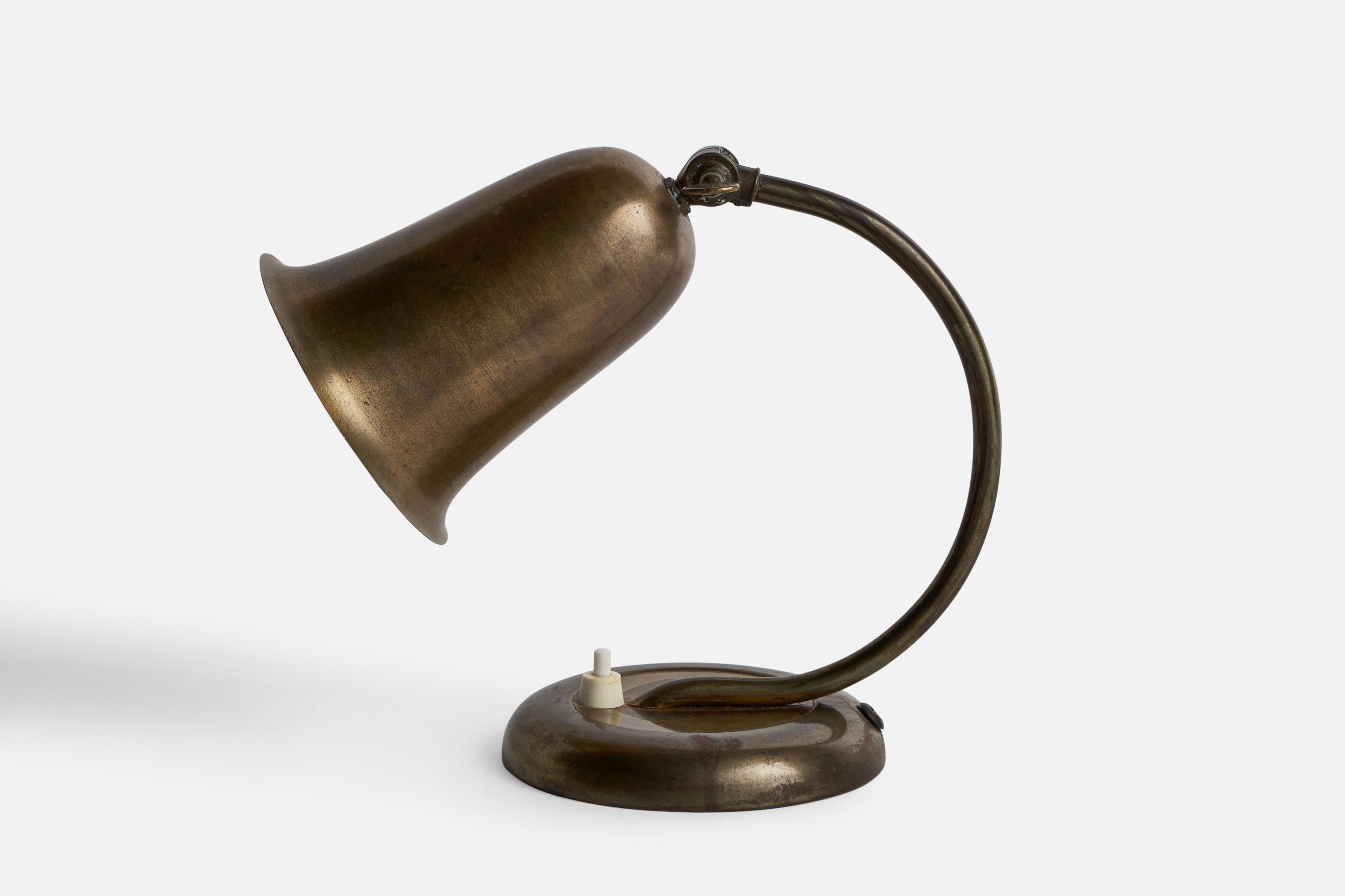 Scandinavian Modern Swedish Designer, Table Lamp, Brass, Sweden, 1940s For Sale