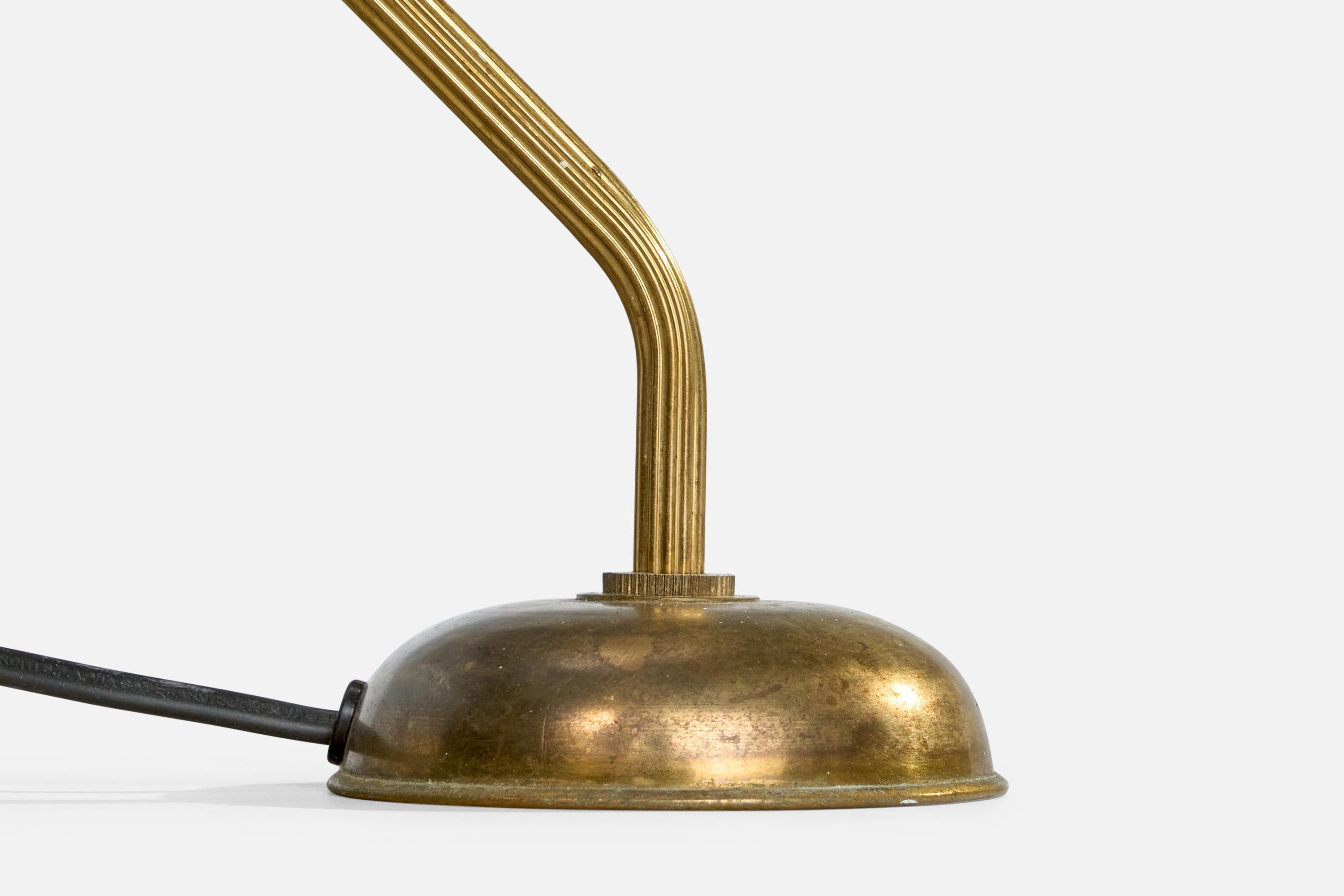 Swedish Designer, Table Lamp, Brass, Sweden, 1940s In Fair Condition For Sale In High Point, NC