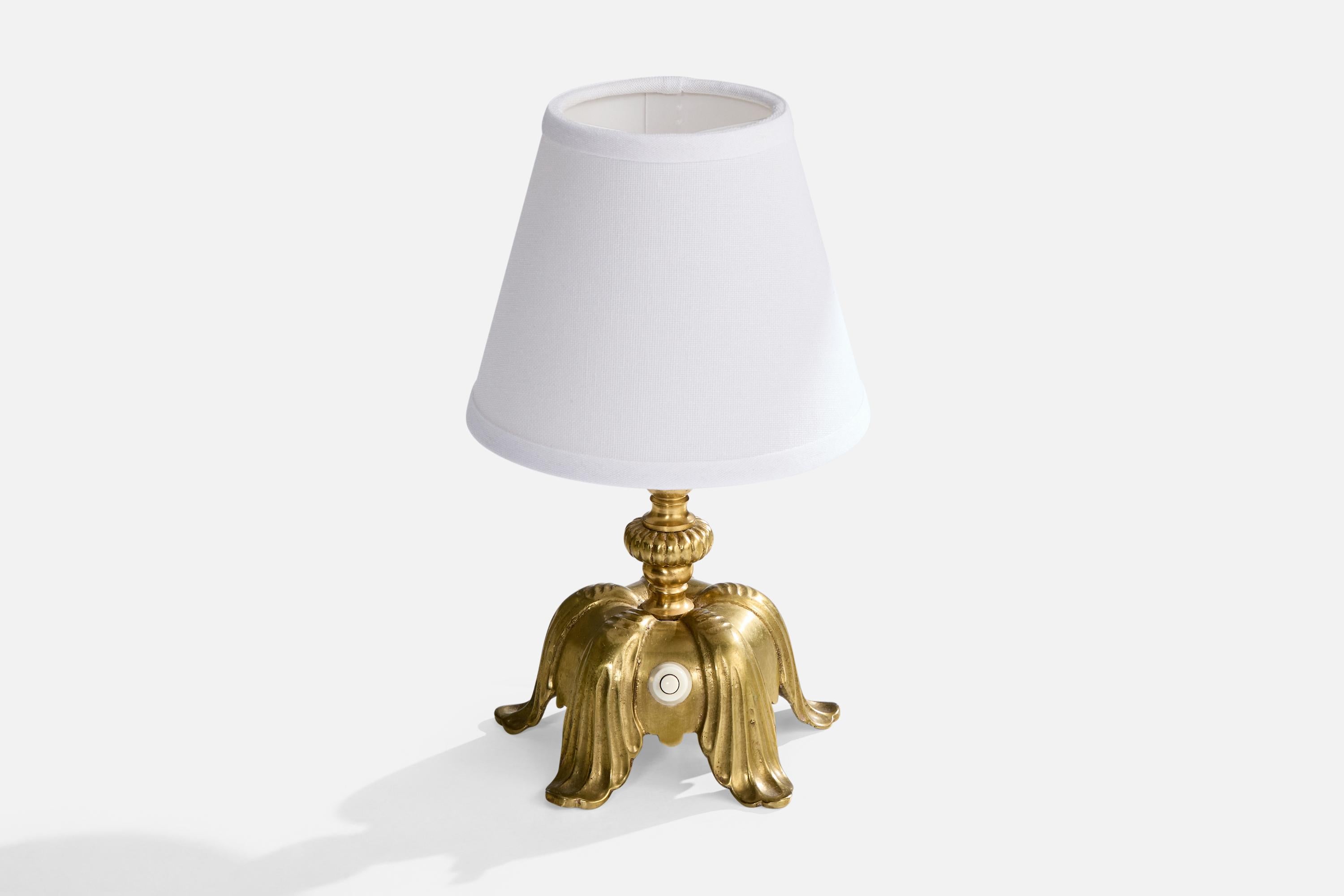 Scandinavian Modern Swedish Designer, Table Lamp, Brass, Sweden, 1940s For Sale