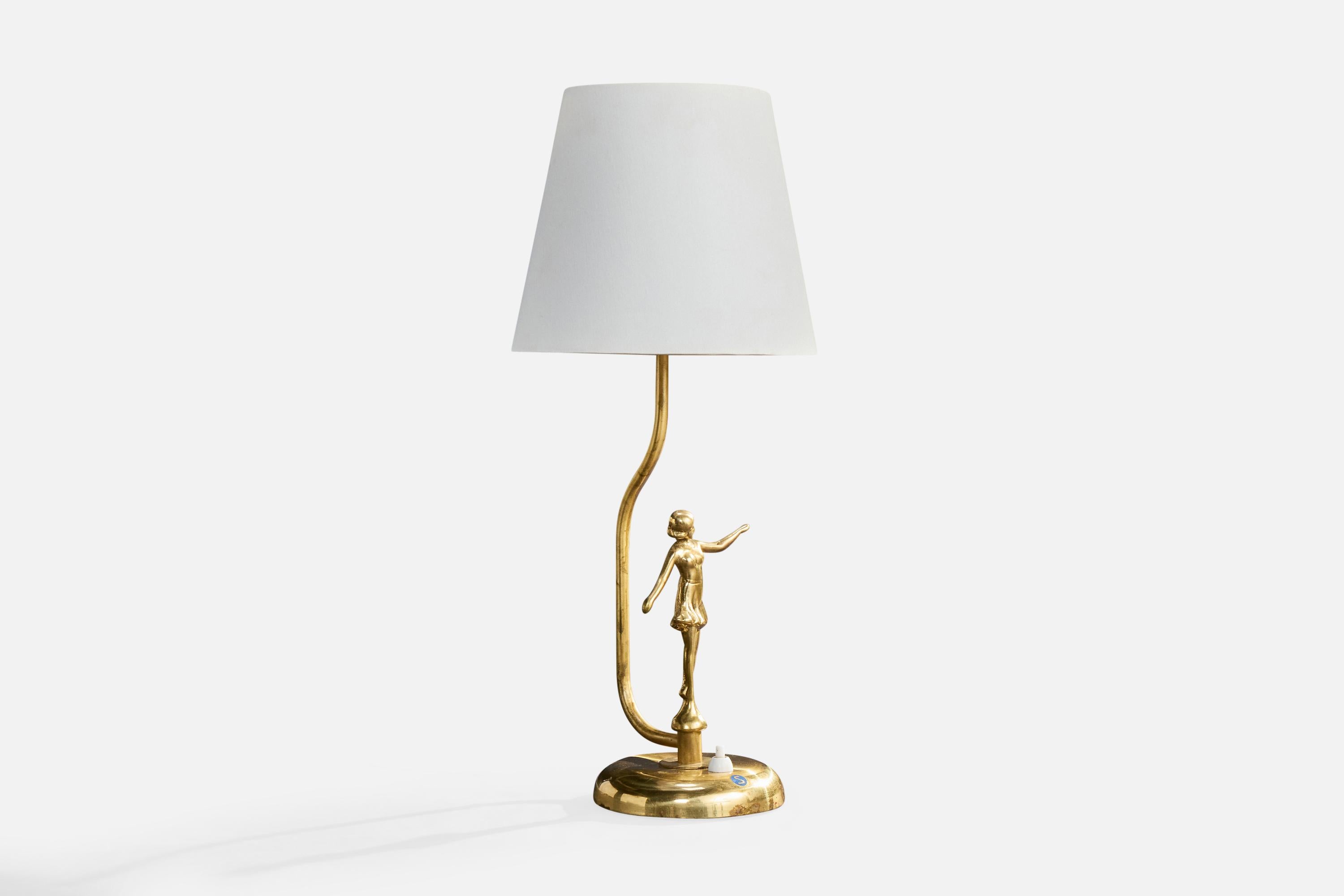 Diseñador sueco, lámpara de mesa, latón, Suecia, años 1940 Moderno de mediados de siglo en venta