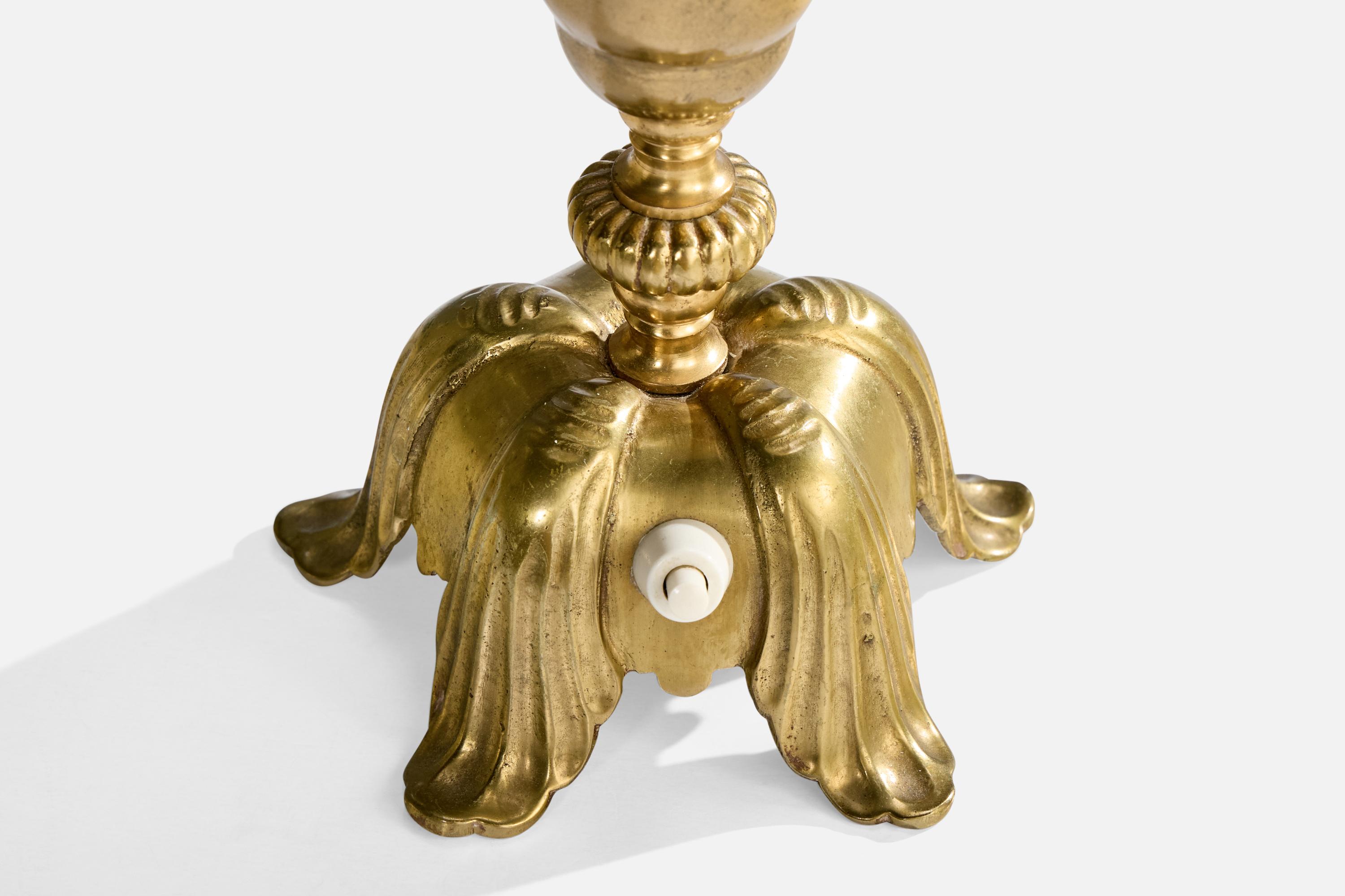 Mid-20th Century Swedish Designer, Table Lamp, Brass, Sweden, 1940s For Sale