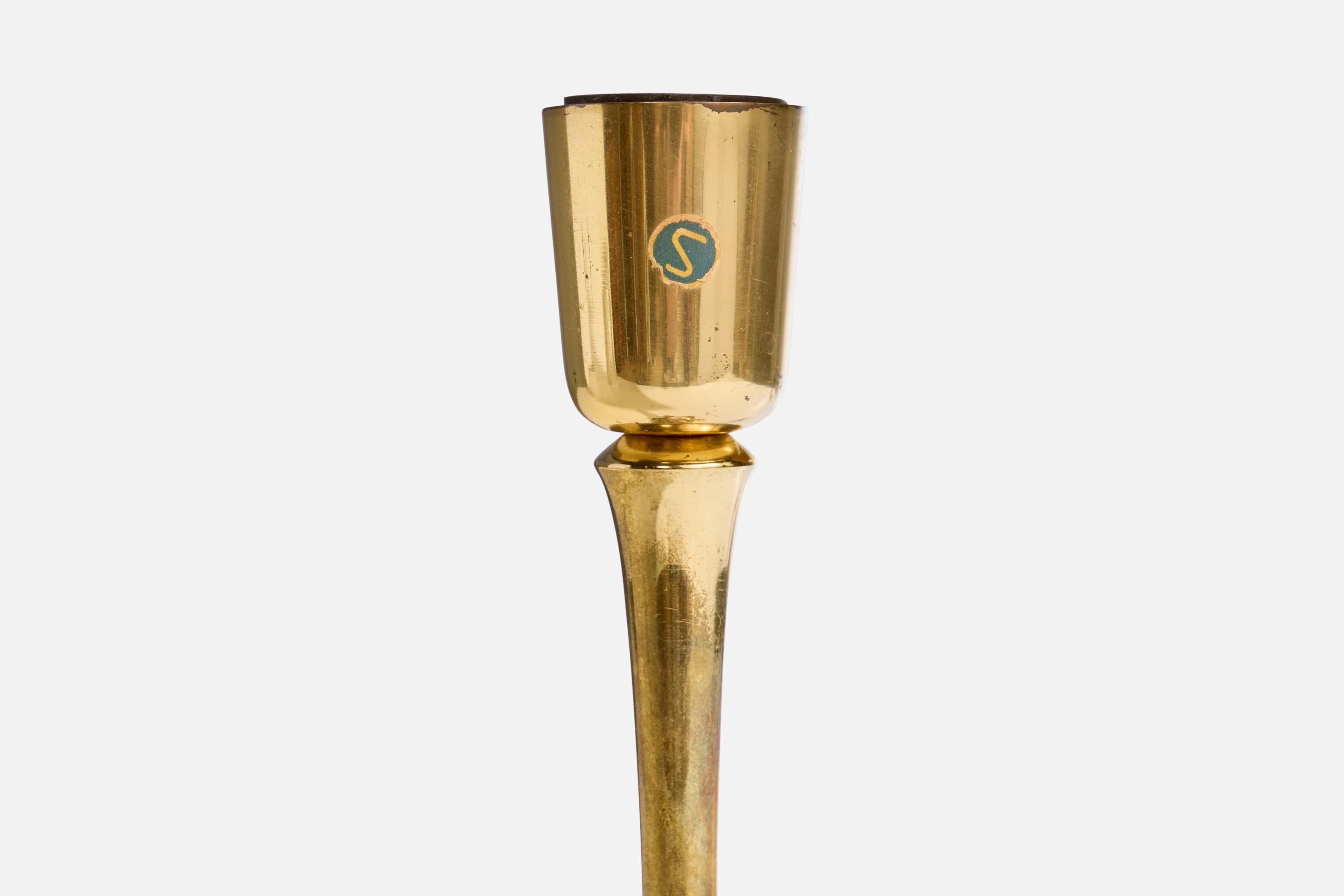 Schwedische Designerin, Tischlampe, Messing, Schweden, 1940er Jahre (Mitte des 20. Jahrhunderts) im Angebot