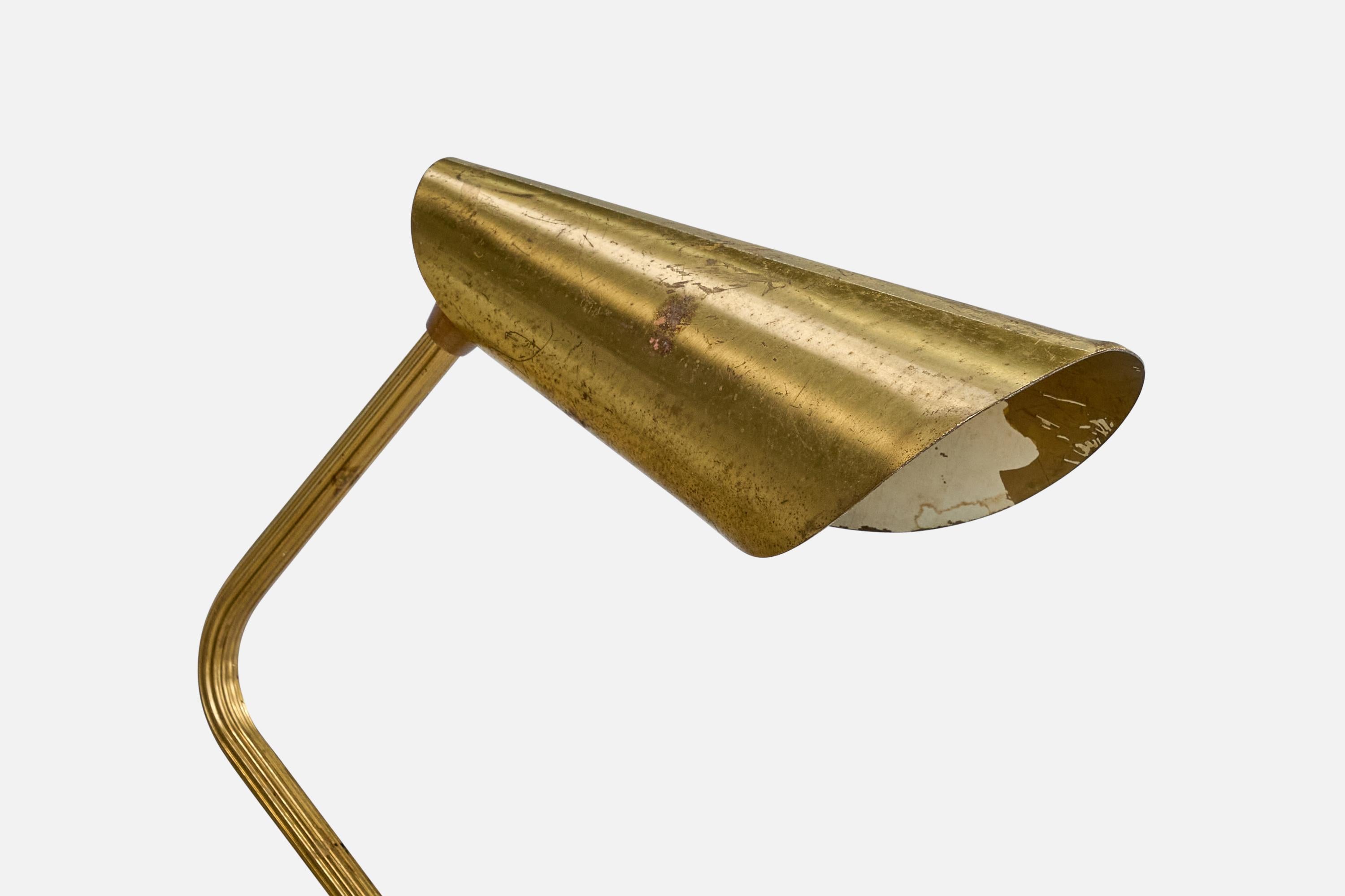 Swedish Designer, Table Lamp, Brass, Sweden, 1940s For Sale 2