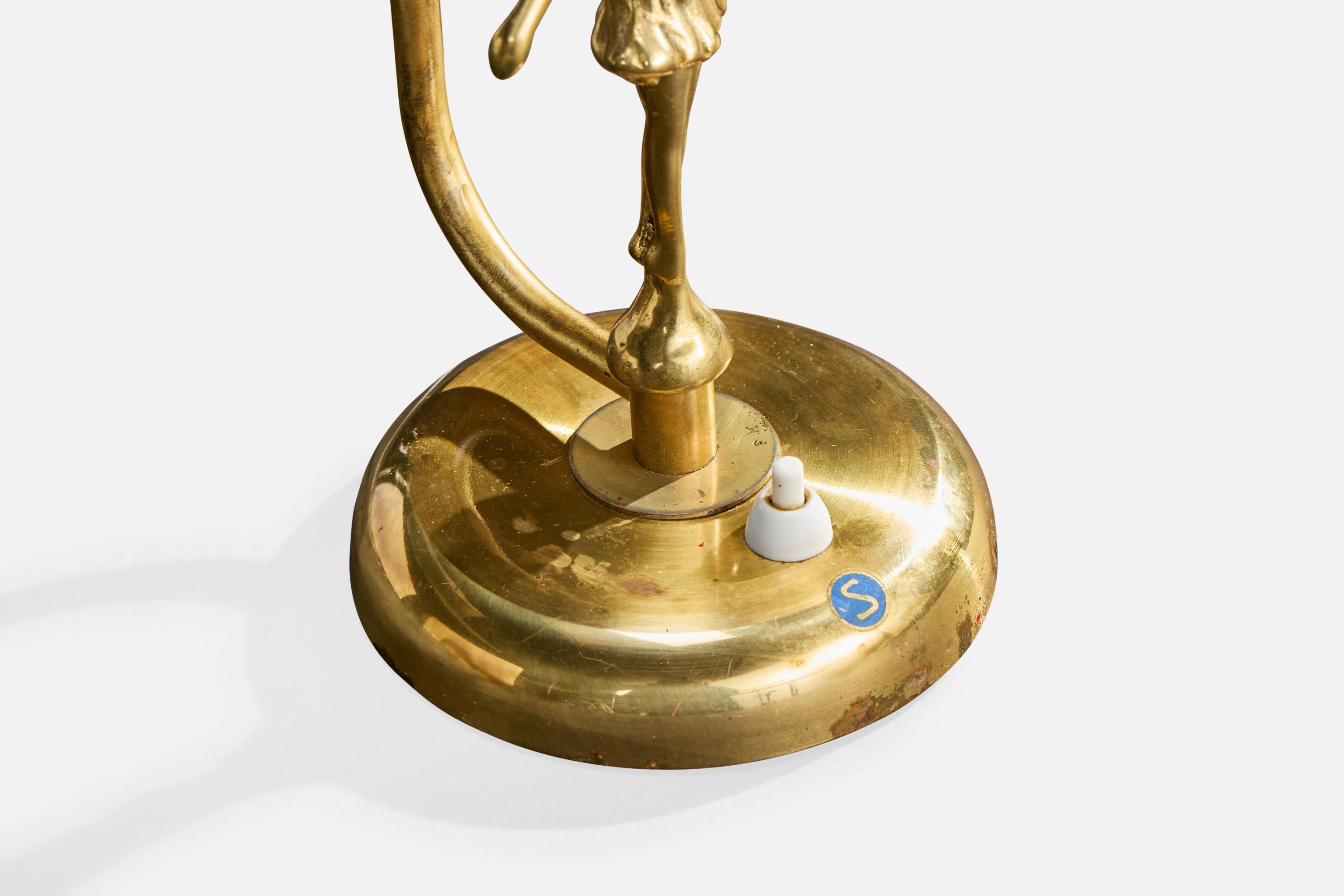 Diseñador sueco, lámpara de mesa, latón, Suecia, años 1940 mediados del siglo XX en venta