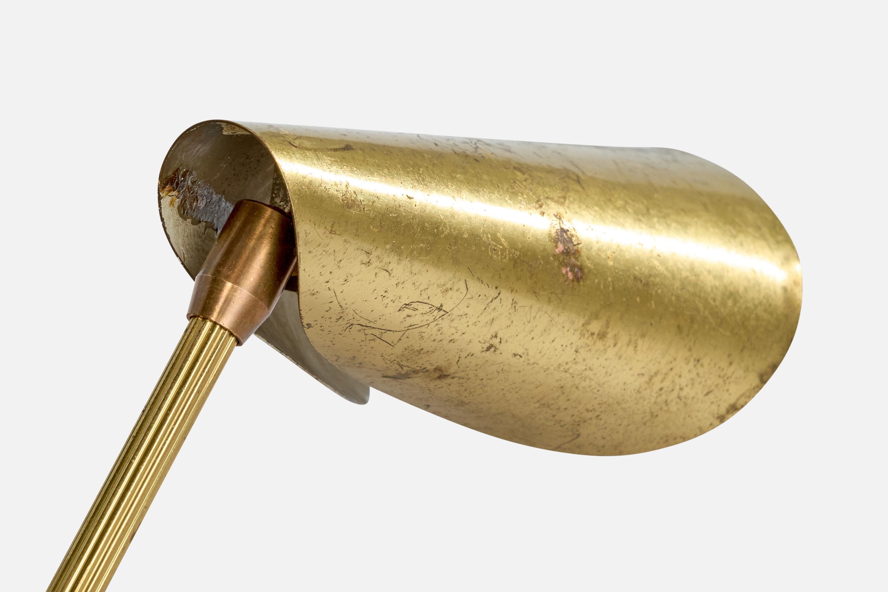 Swedish Designer, Table Lamp, Brass, Sweden, 1940s For Sale 5