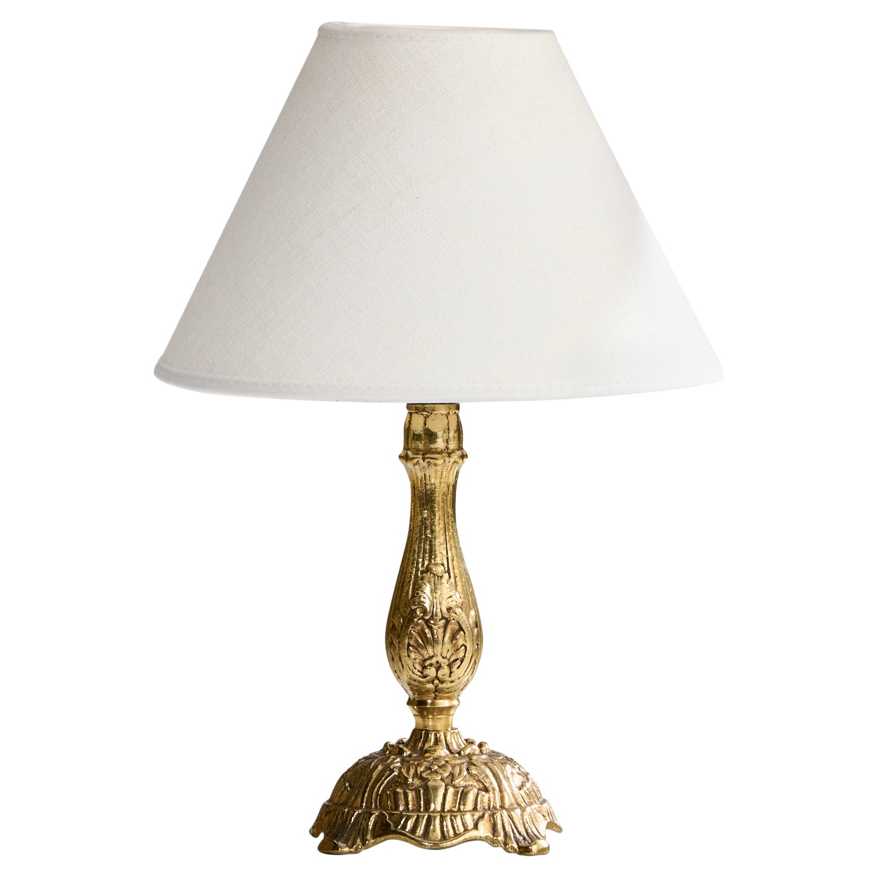 Swedish Designer, Table Lamp, Brass, Sweden, 1940s