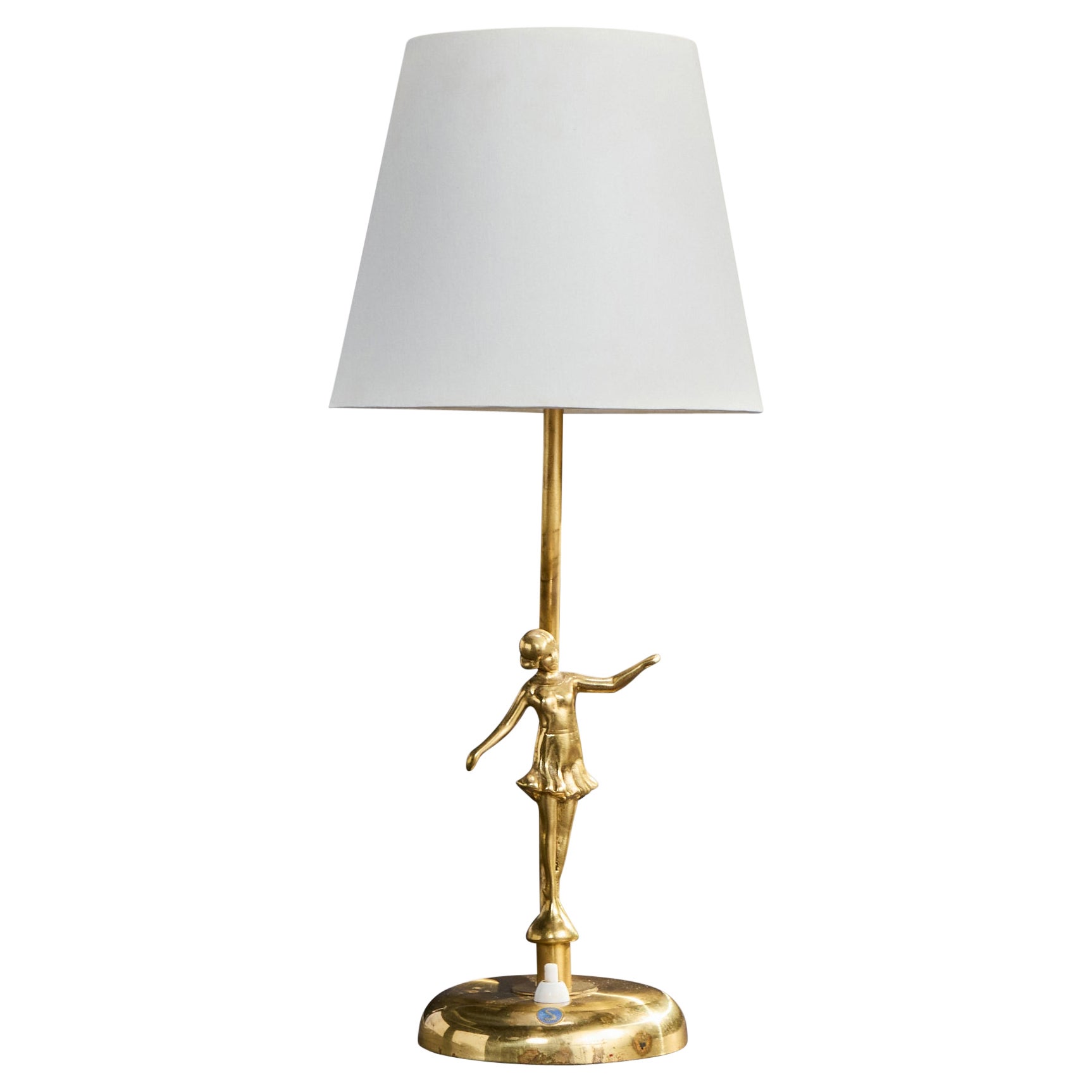 Designer suédois, lampe de table, laiton, Suède, années 1940