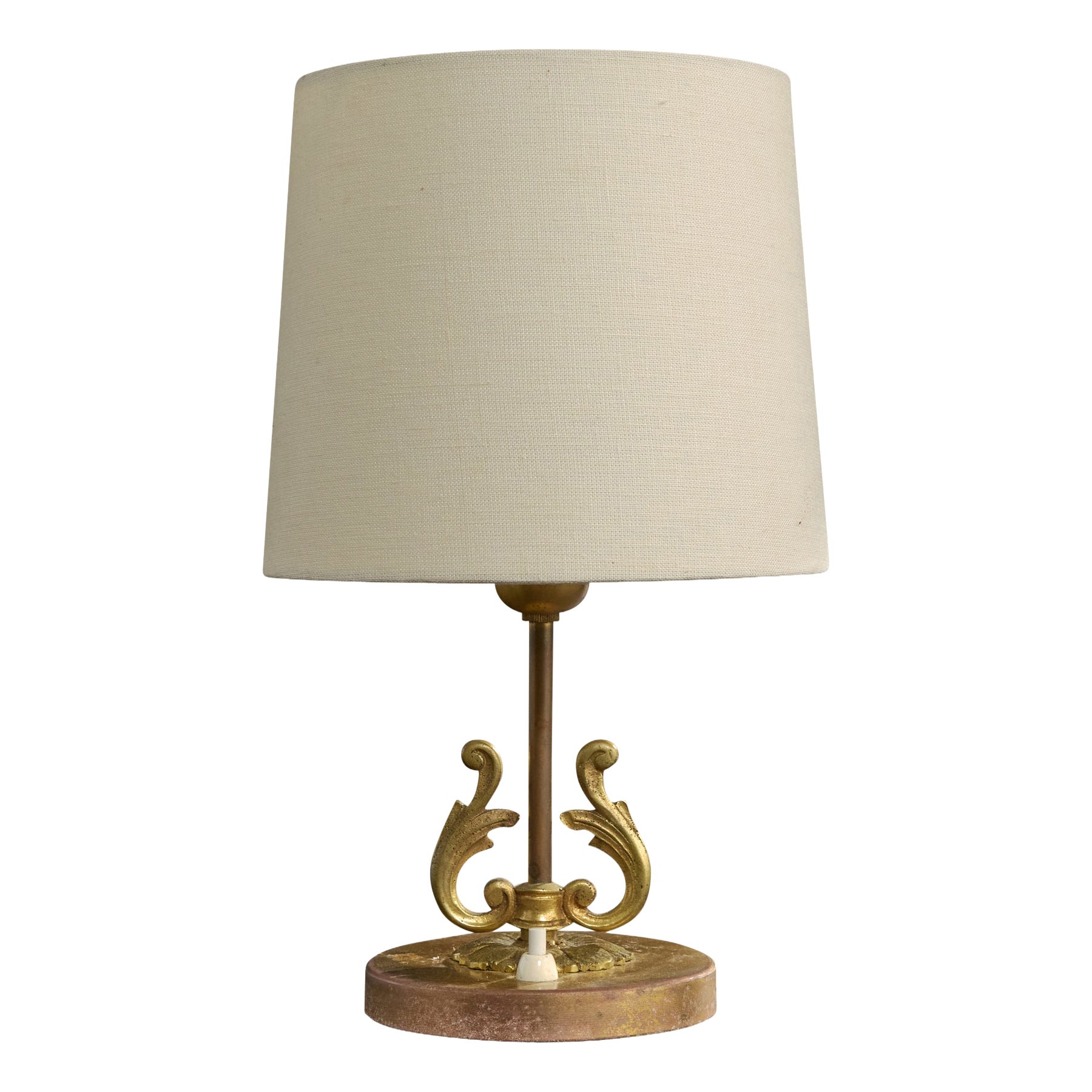 Swedish Designer, Table Lamp, Brass, Sweden, 1940s