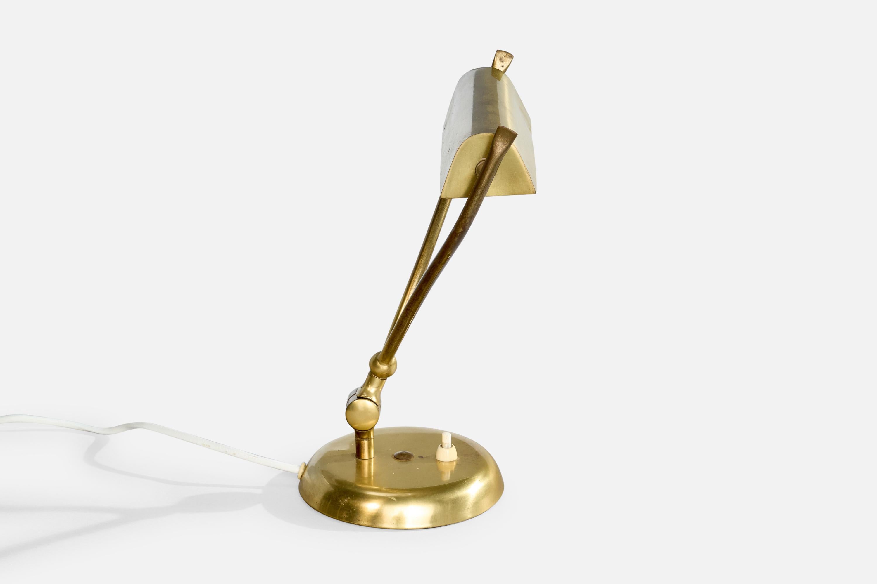 Laiton Designer suédois, lampe de table, laiton, Suède, années 1950 en vente