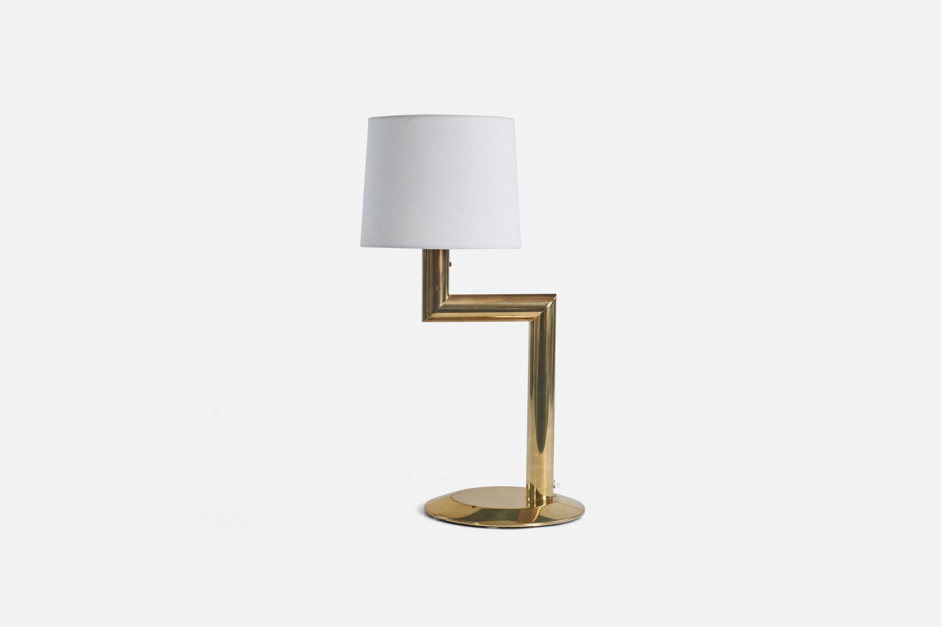 Modern Swedish Designer, Table Lamp, Brass, Sweden, 1970s For Sale