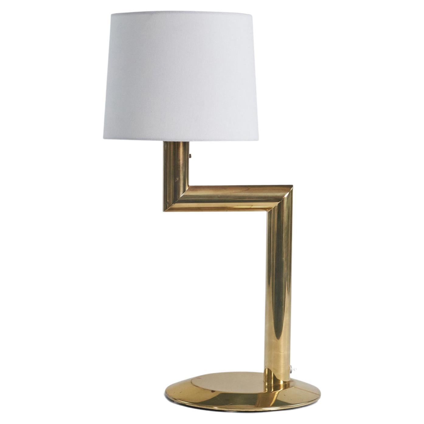 Swedish Designer, Table Lamp, Brass, Sweden, 1970s For Sale