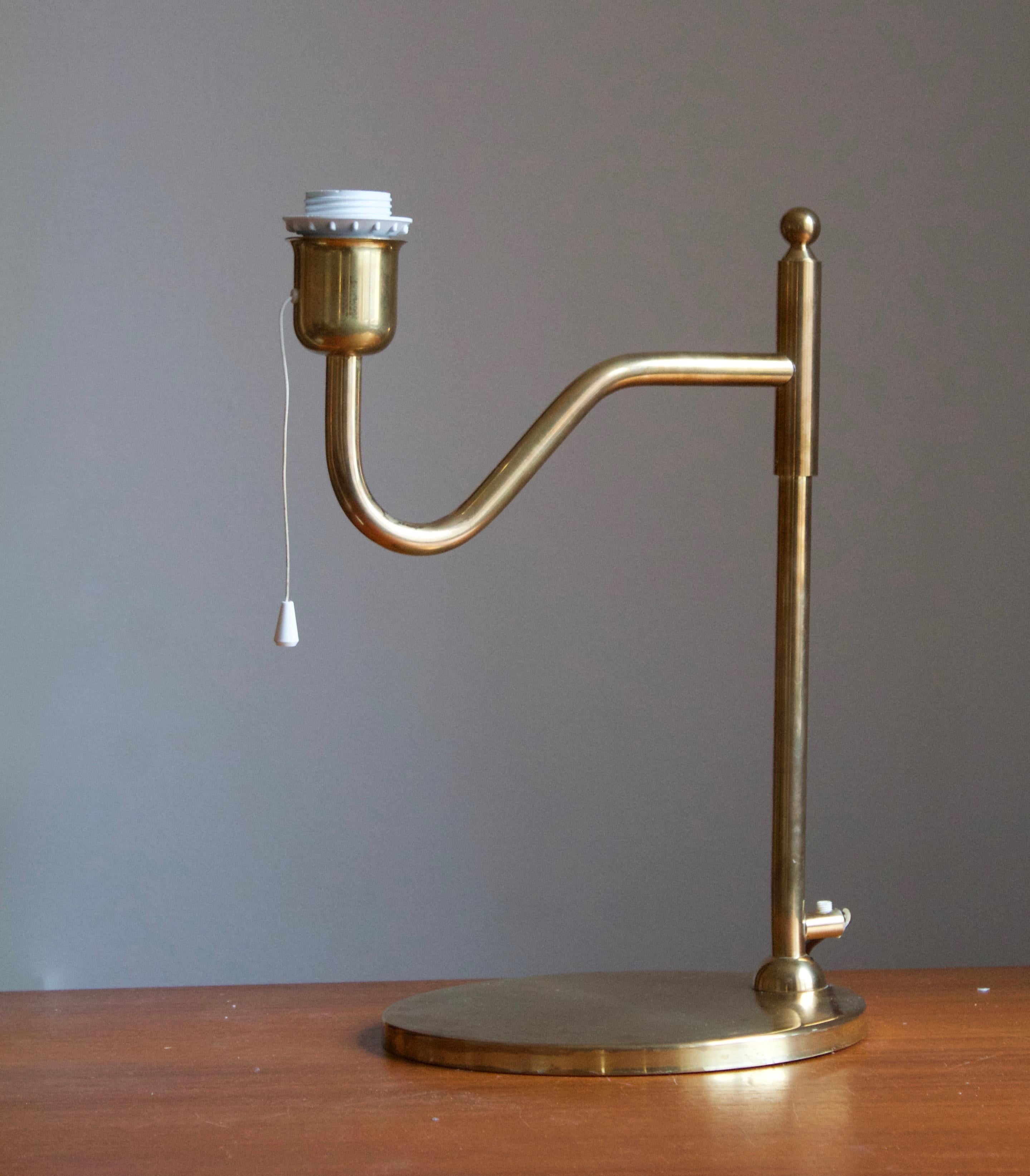 Mid-Century Modern Swedish Designer, Table Lamp, Brass, Sweden, c. 1960s