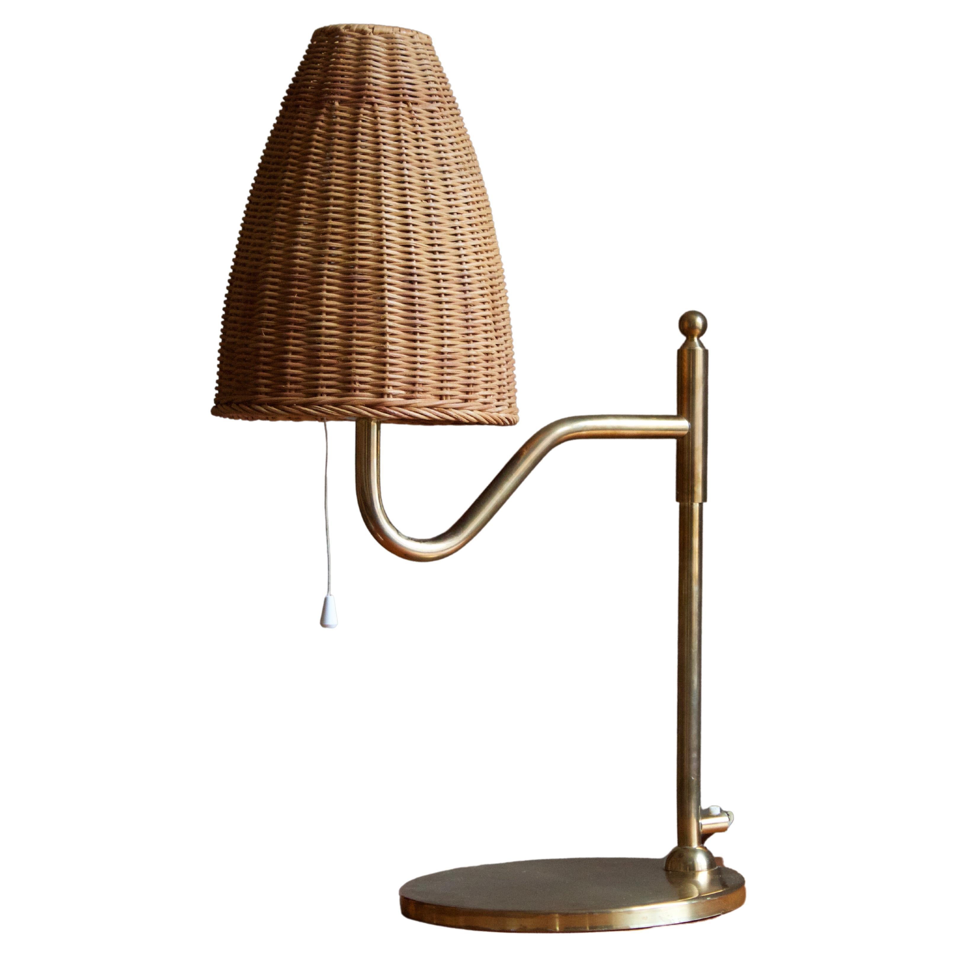 Swedish Designer, Table Lamp, Brass, Sweden, c. 1960s