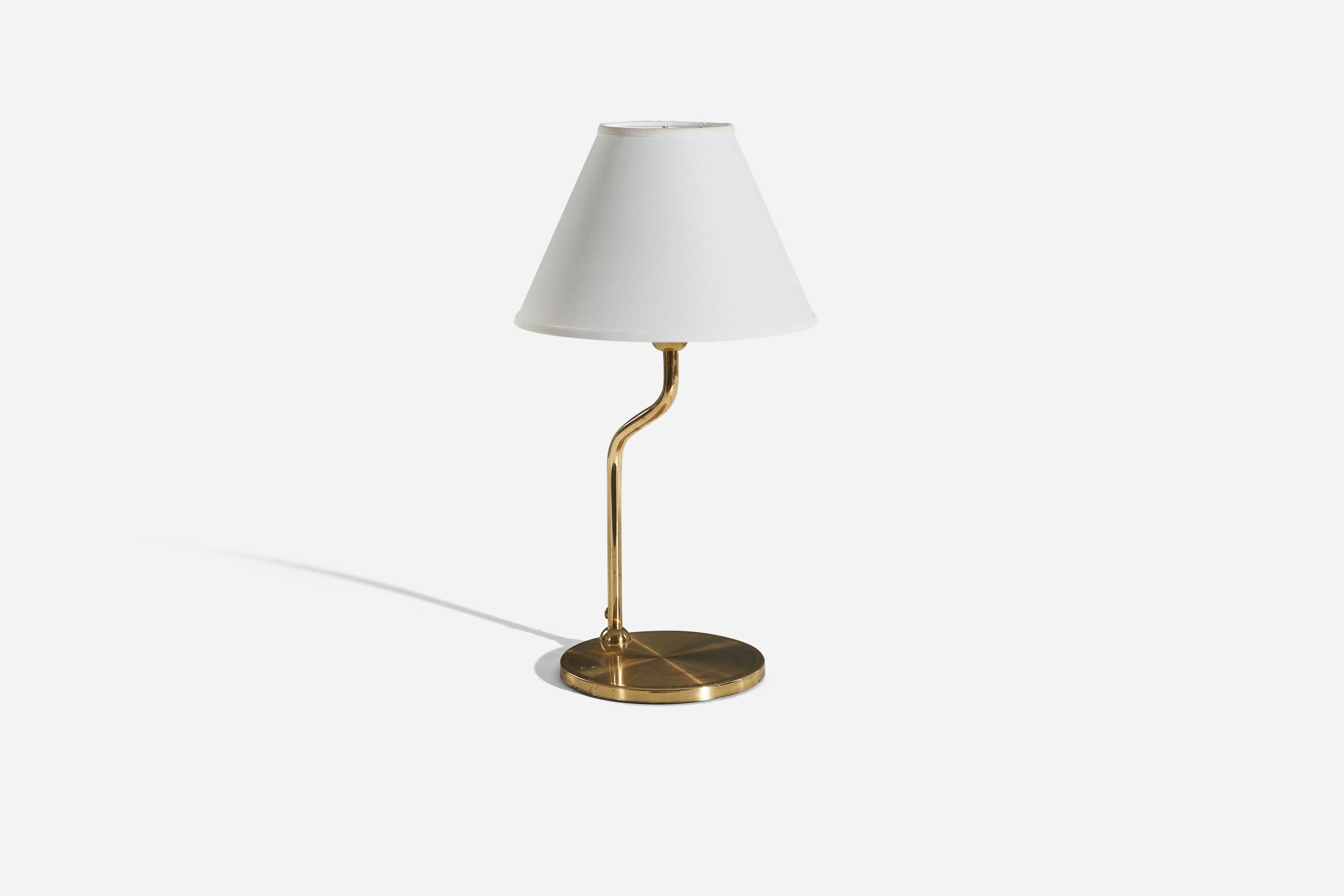 Modern Swedish Designer, Table Lamp, Brass, Sweden, C. 1970s For Sale